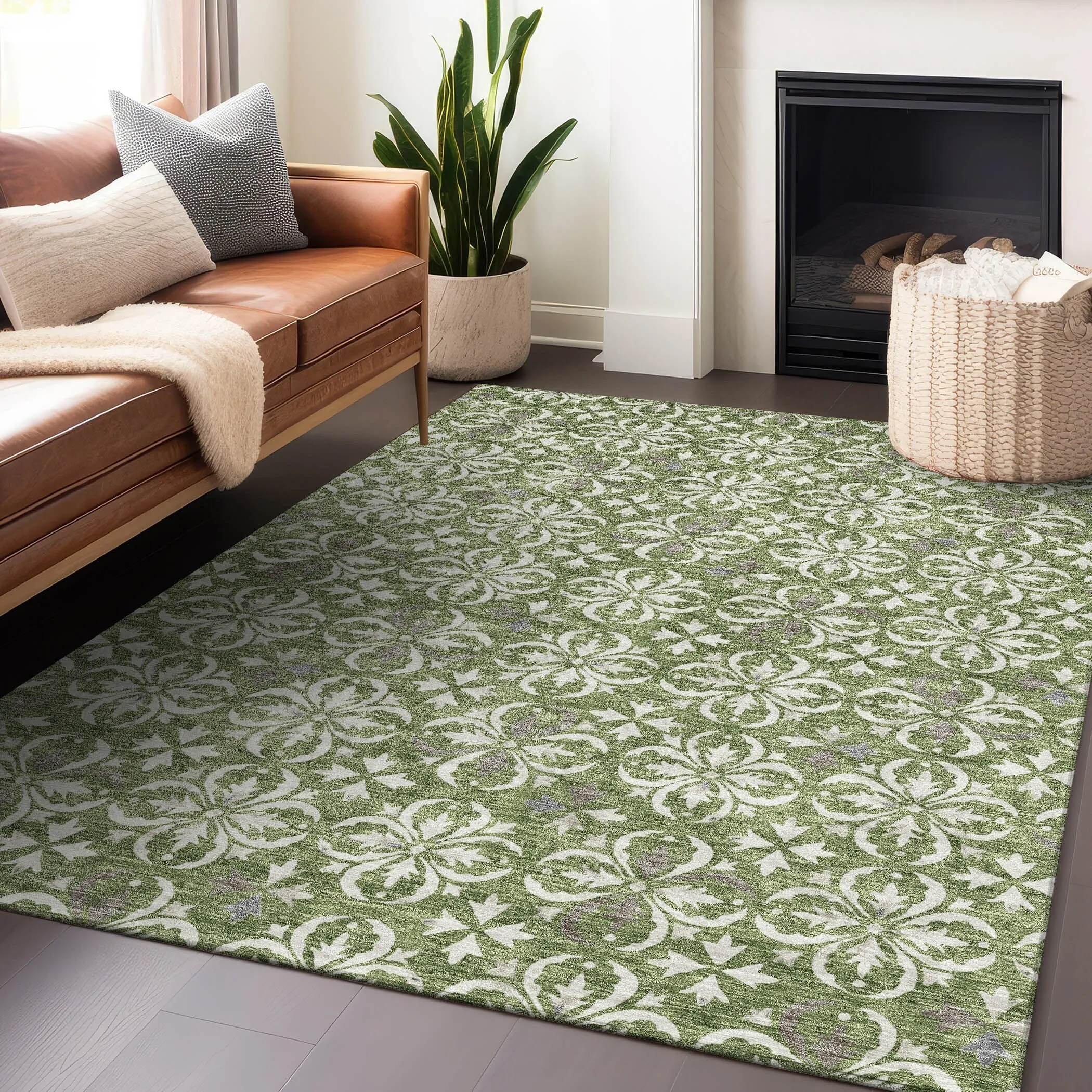 Machine Washable Indoor/ Outdoor Chantille Traditional Medallion Rug