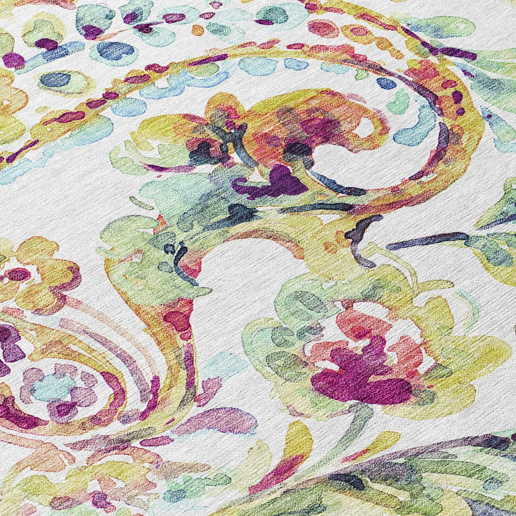 Machine Washable Indoor/ Outdoor Chantille Traditional Scroll Rug