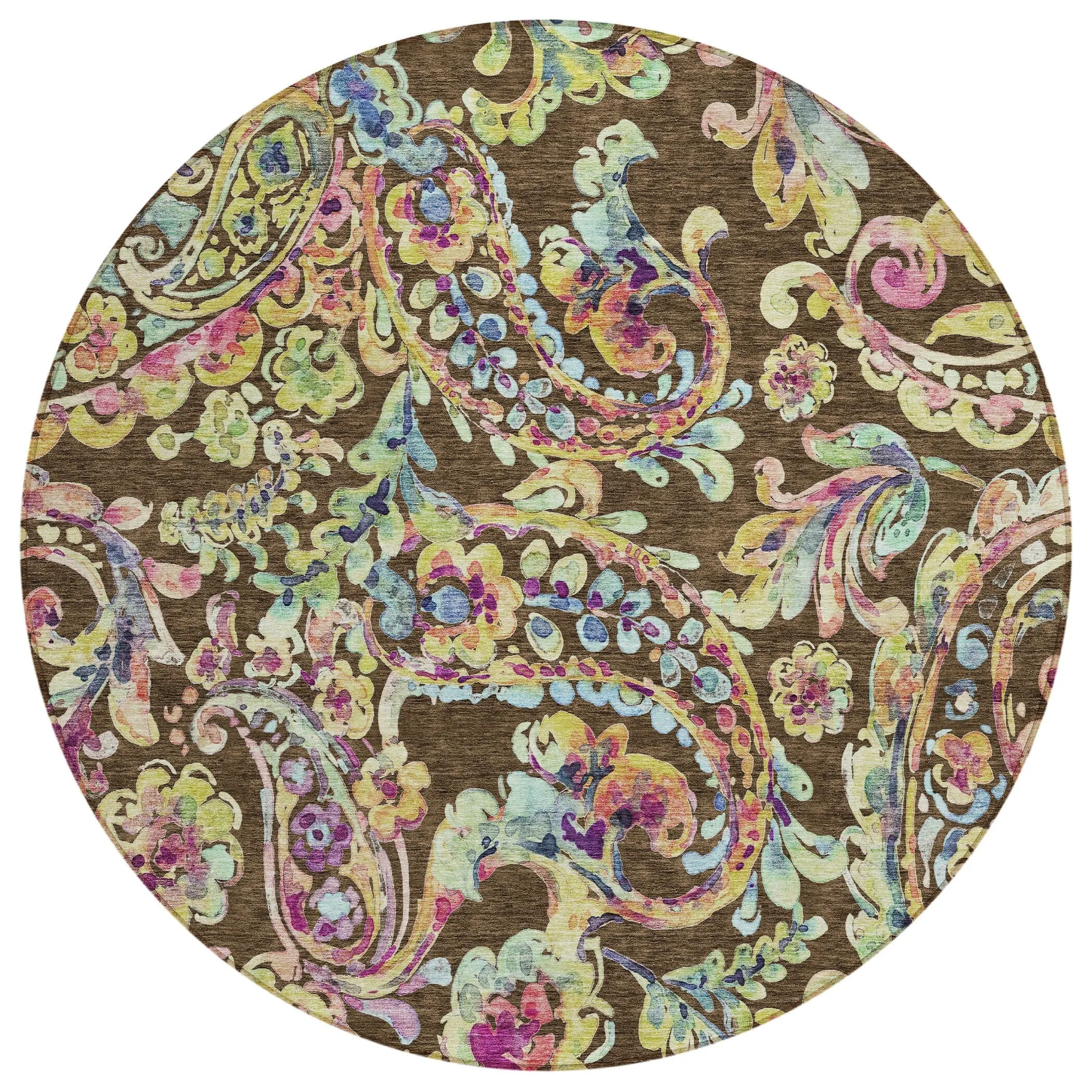 Machine Washable Indoor/ Outdoor Chantille Traditional Scroll Rug