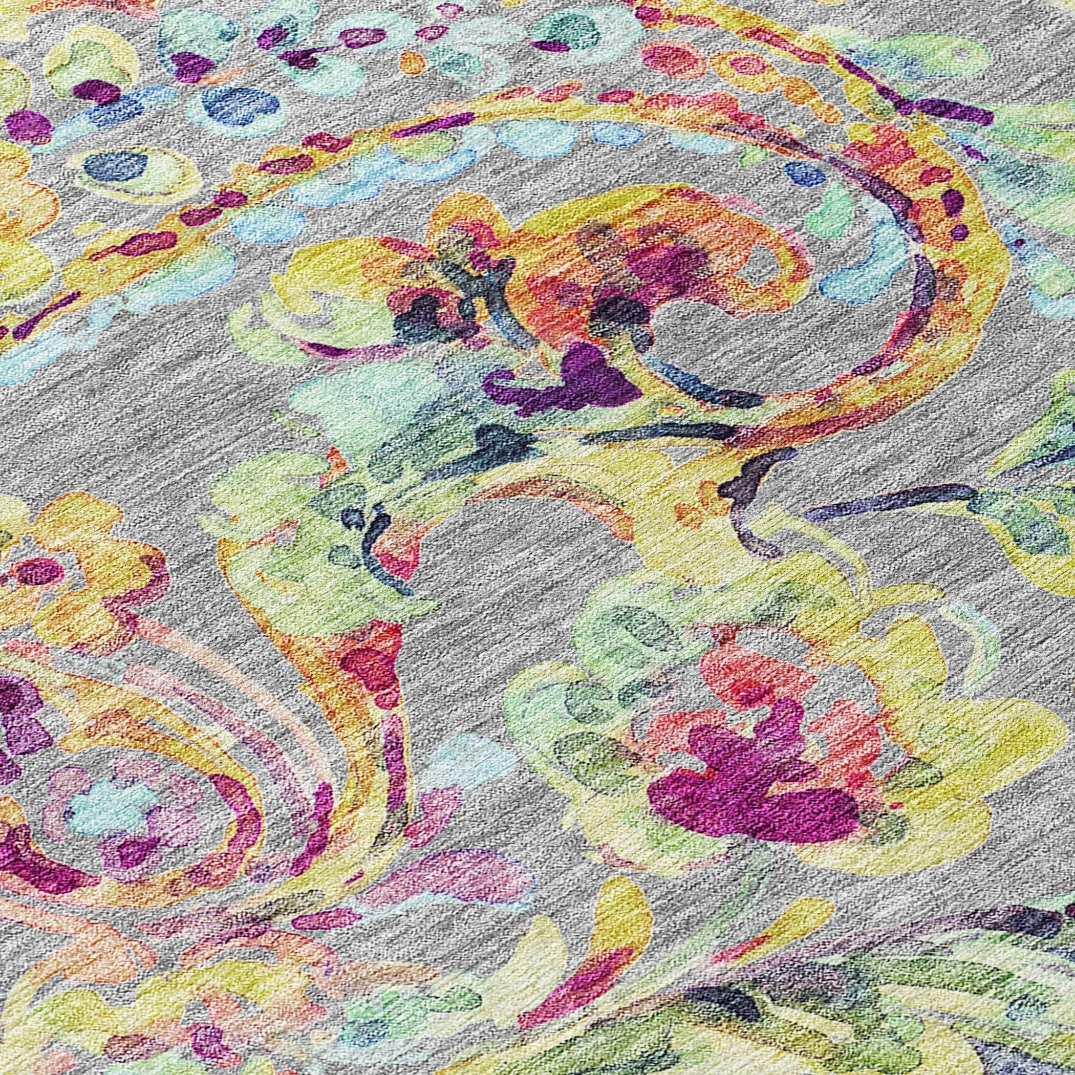 Machine Washable Indoor/ Outdoor Chantille Traditional Scroll Rug