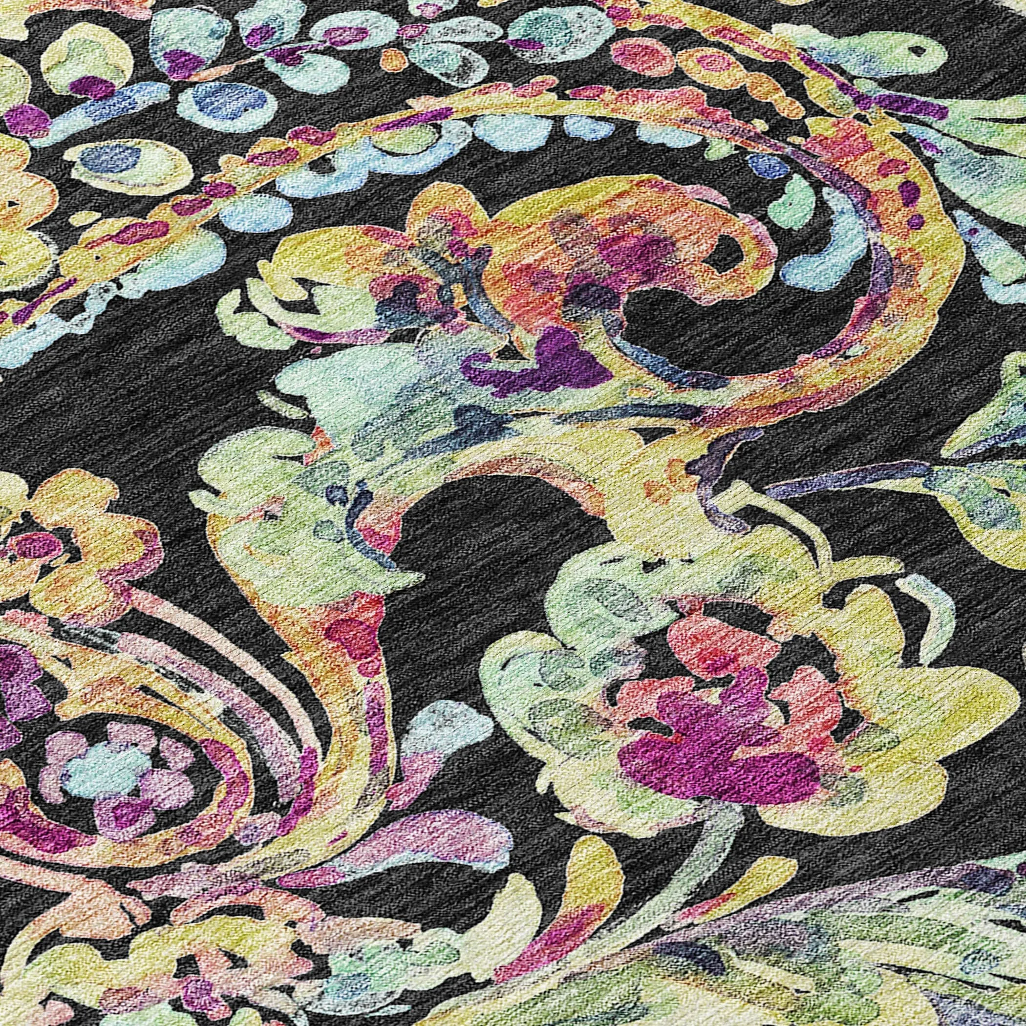 Machine Washable Indoor/ Outdoor Chantille Traditional Scroll Rug