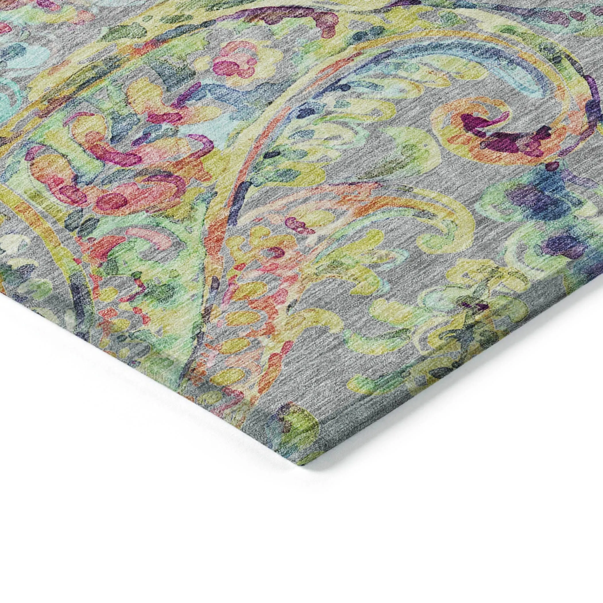 Machine Washable Indoor/ Outdoor Chantille Traditional Scroll Rug