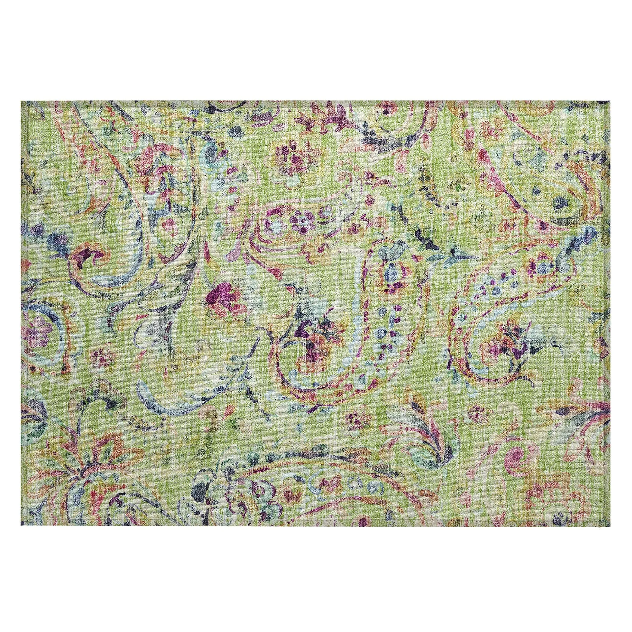 Machine Washable Indoor/ Outdoor Chantille Traditional Scroll Rug