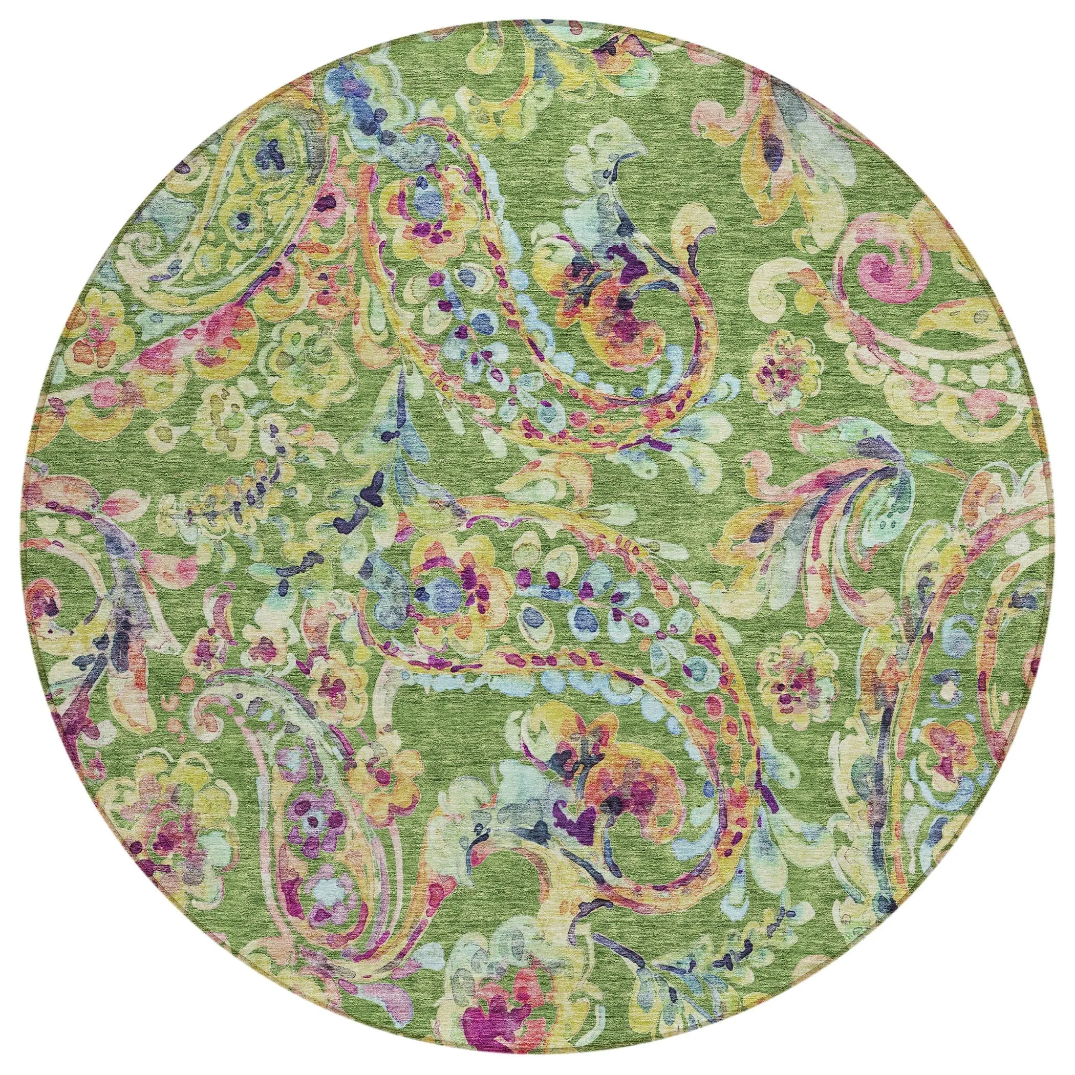 Machine Washable Indoor/ Outdoor Chantille Traditional Scroll Rug