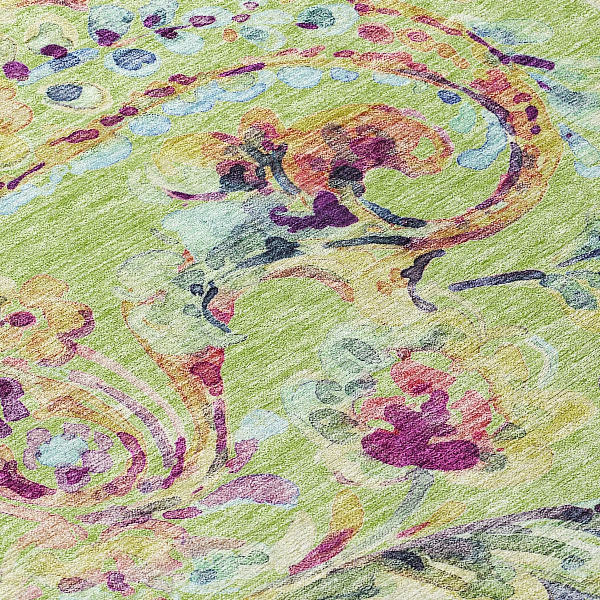 Machine Washable Indoor/ Outdoor Chantille Traditional Scroll Rug