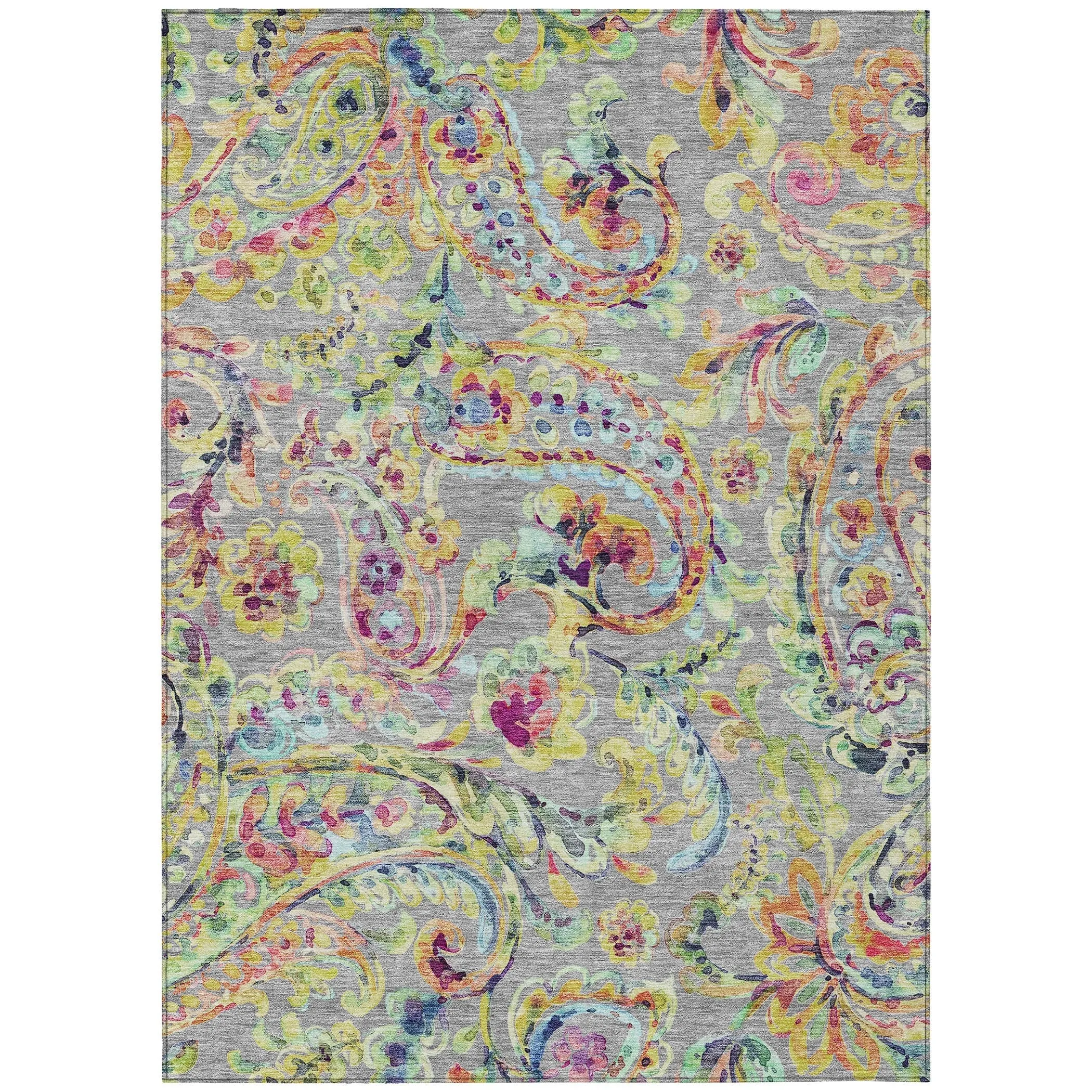 Machine Washable Indoor/ Outdoor Chantille Traditional Scroll Rug