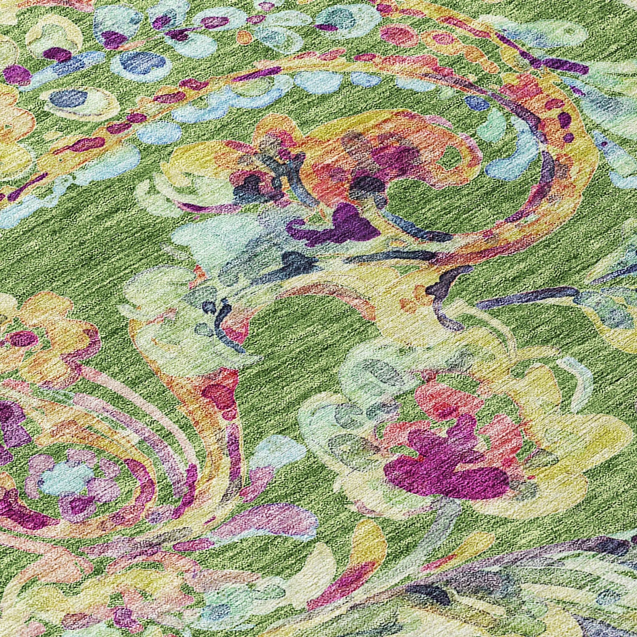 Machine Washable Indoor/ Outdoor Chantille Traditional Scroll Rug