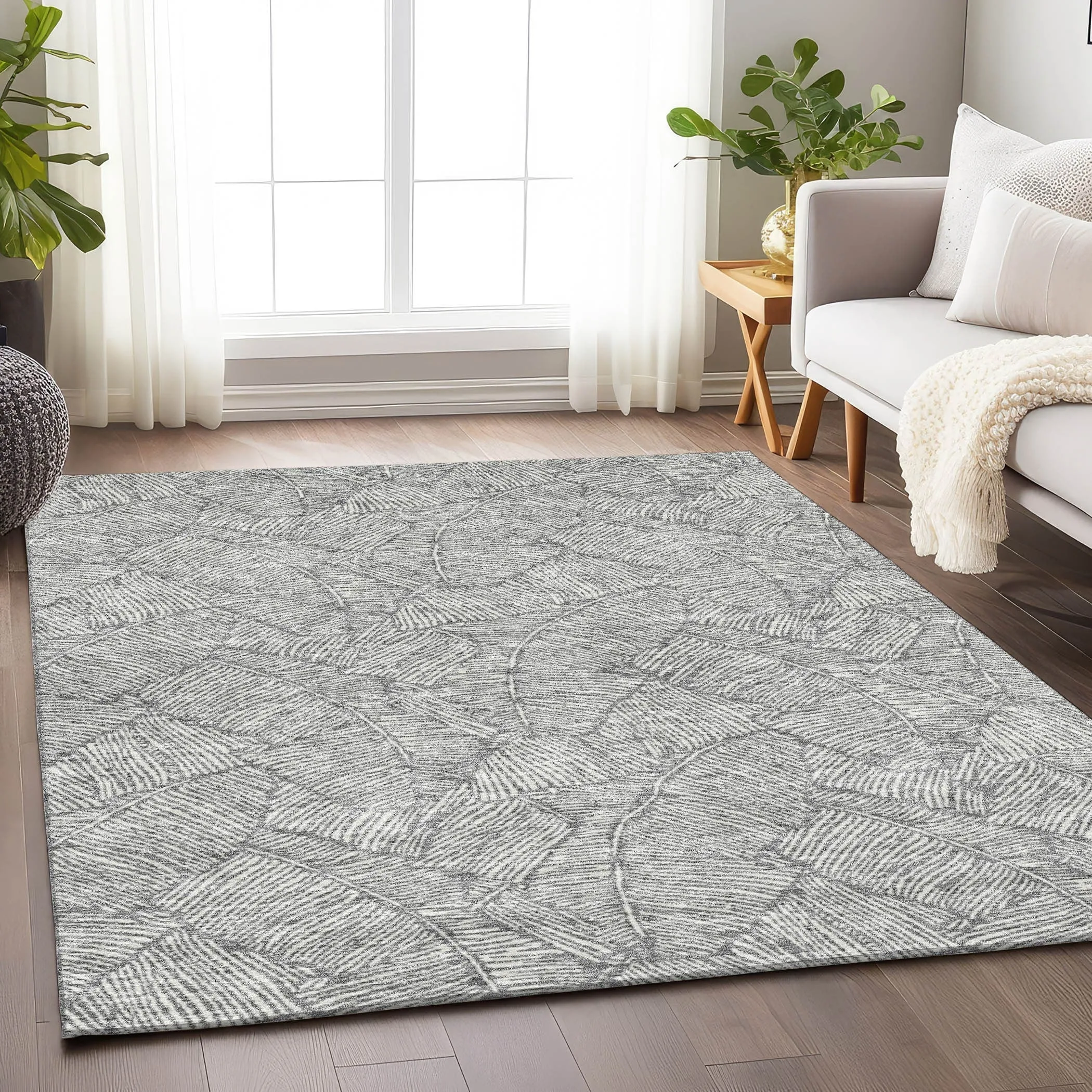 Machine Washable Indoor/ Outdoor Chantille Tropical Palm Rug