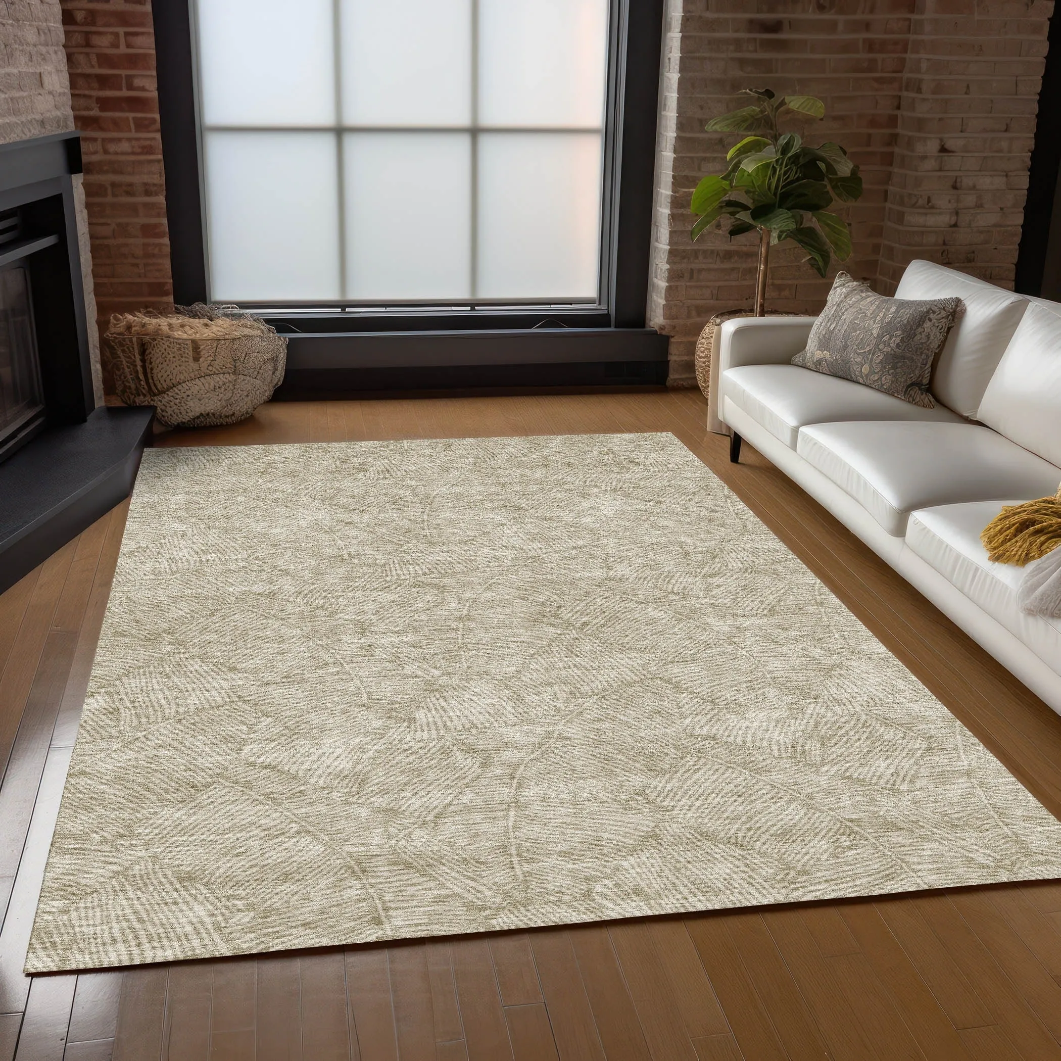 Machine Washable Indoor/ Outdoor Chantille Tropical Palm Rug