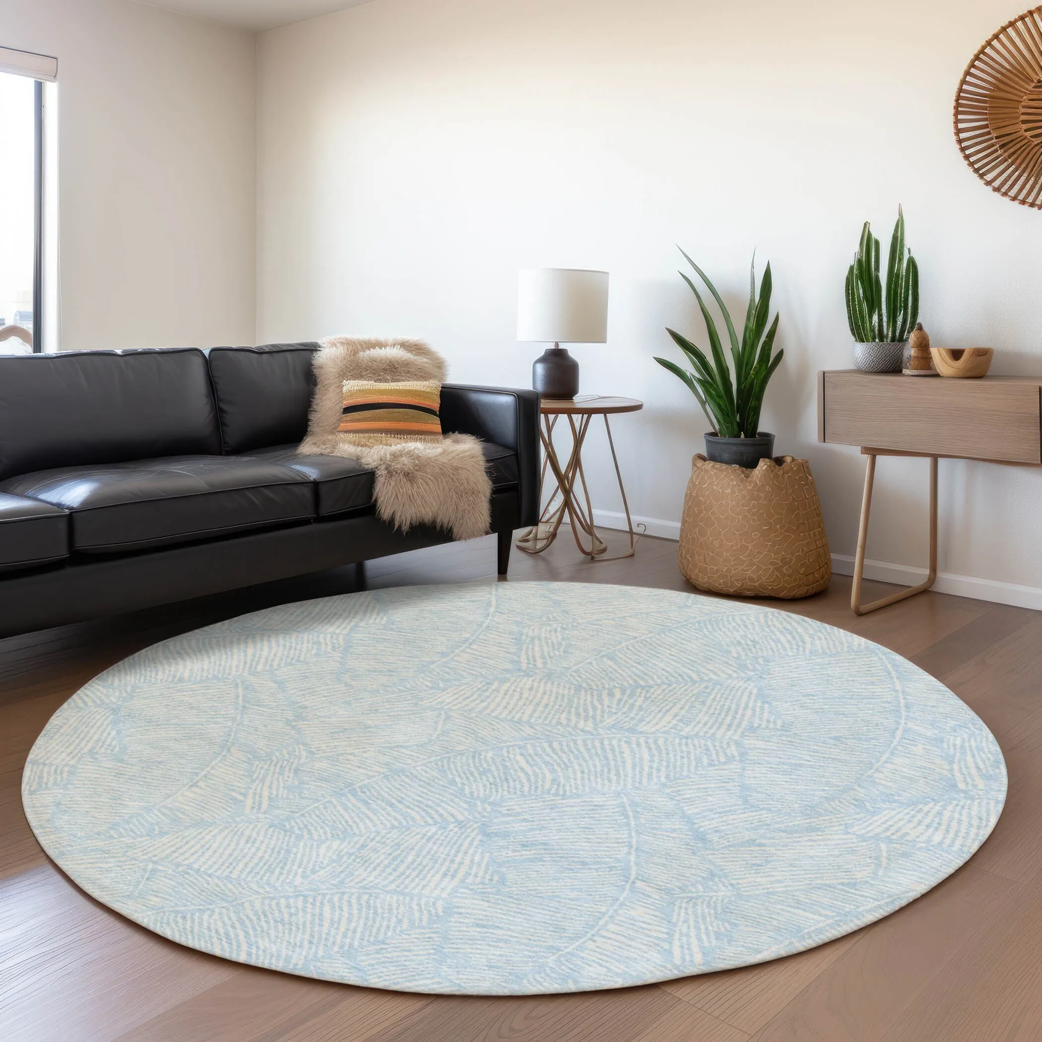 Machine Washable Indoor/ Outdoor Chantille Tropical Palm Rug