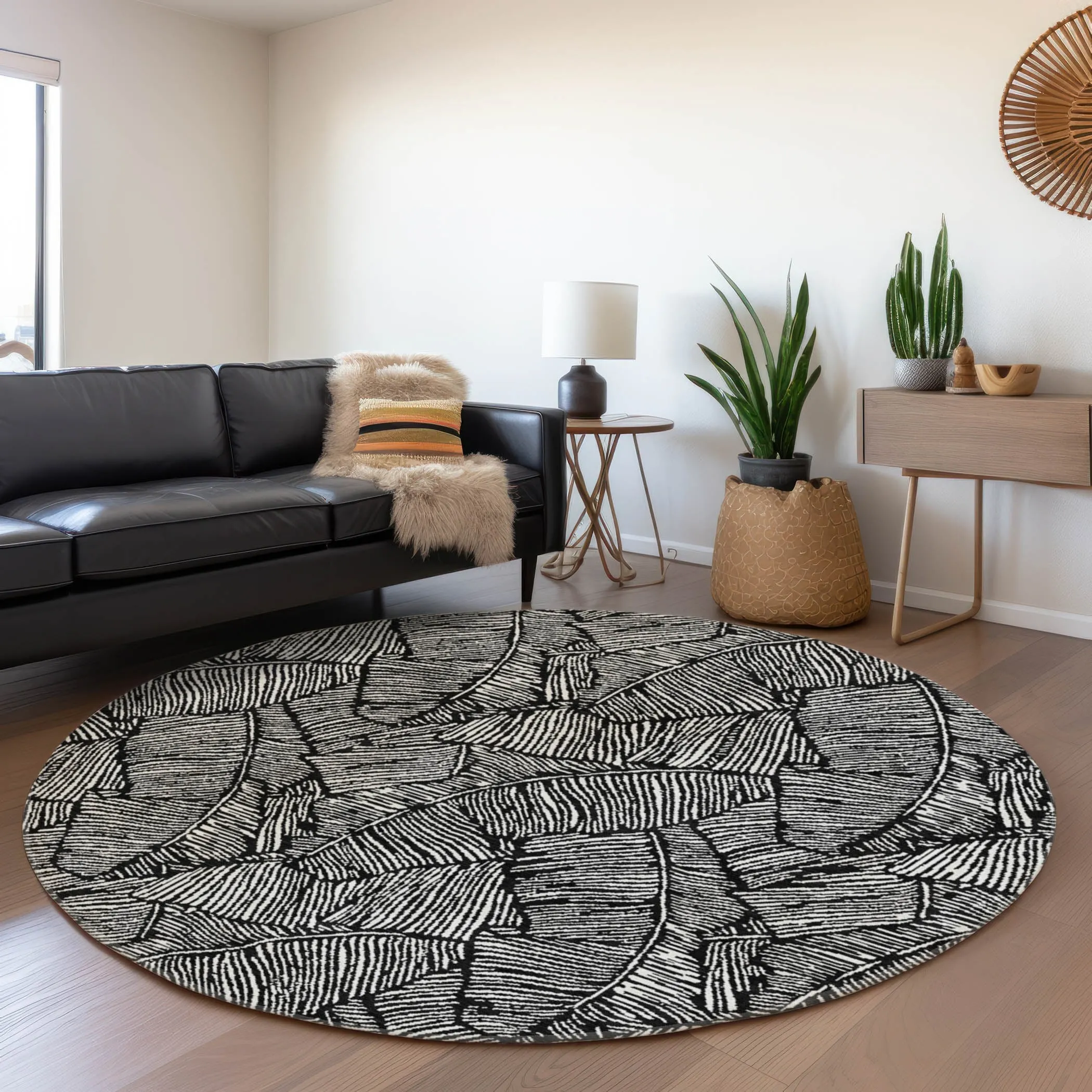 Machine Washable Indoor/ Outdoor Chantille Tropical Palm Rug