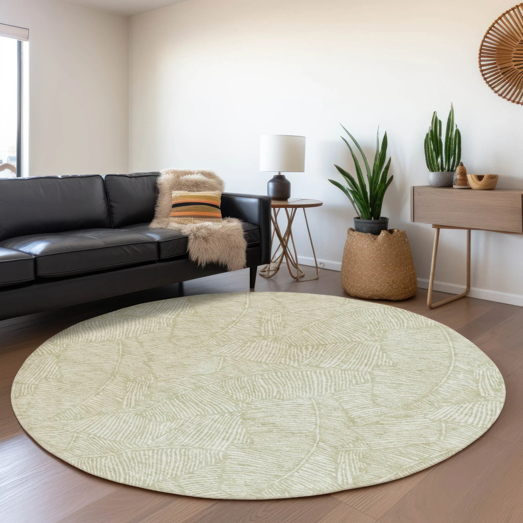 Machine Washable Indoor/ Outdoor Chantille Tropical Palm Rug