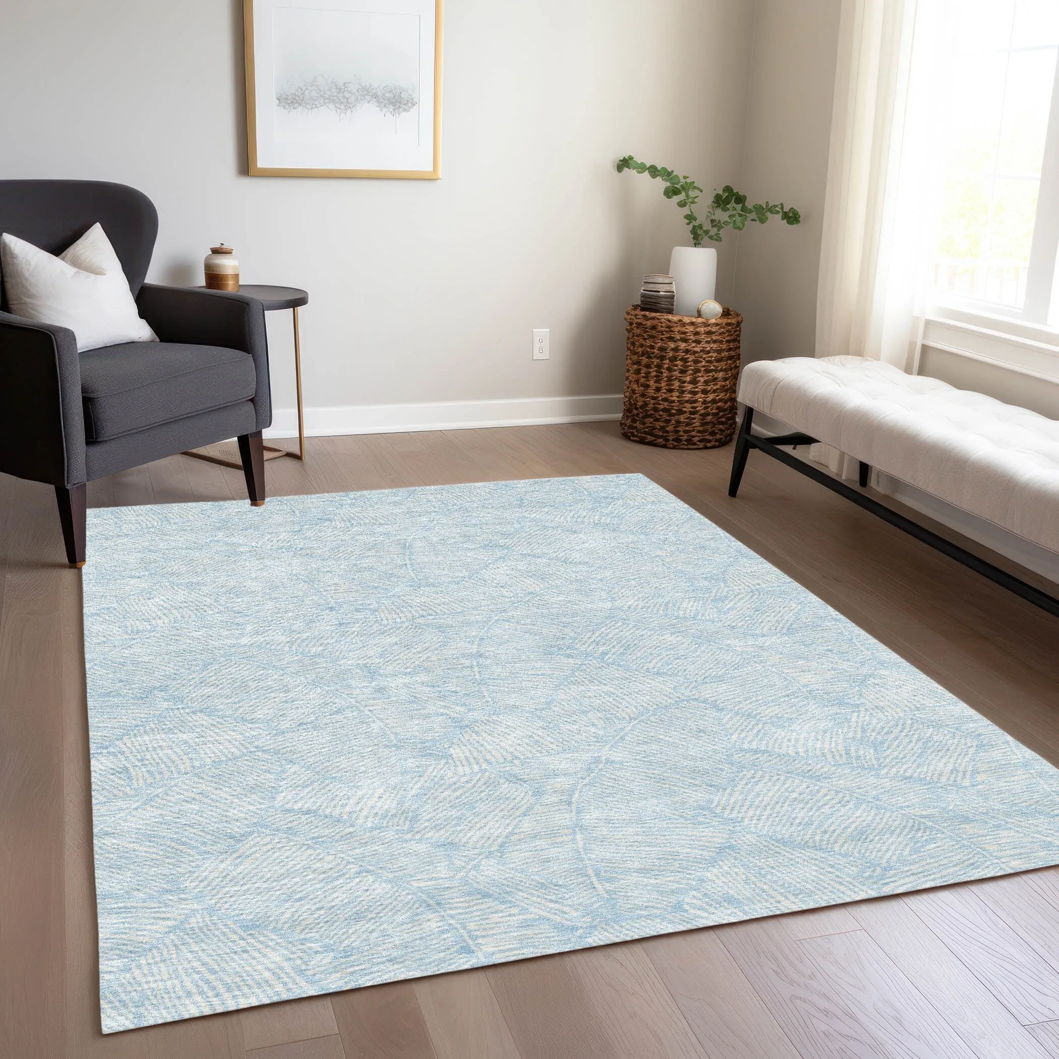 Machine Washable Indoor/ Outdoor Chantille Tropical Palm Rug