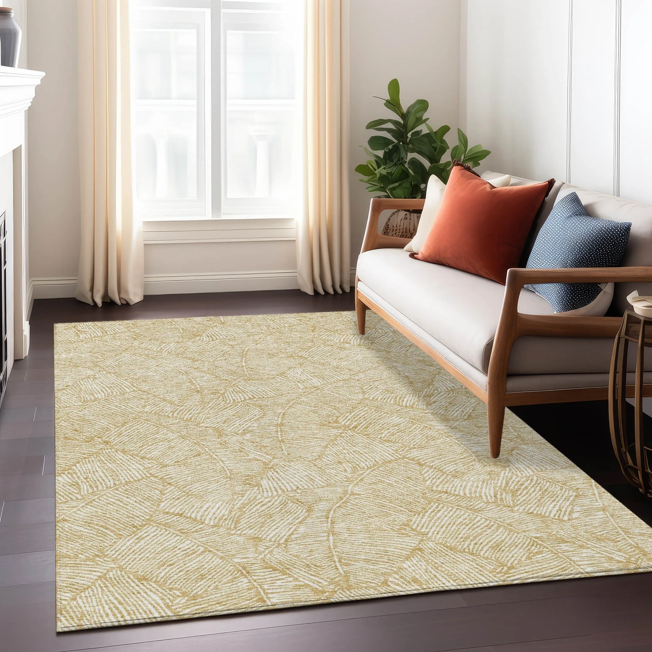 Machine Washable Indoor/ Outdoor Chantille Tropical Palm Rug