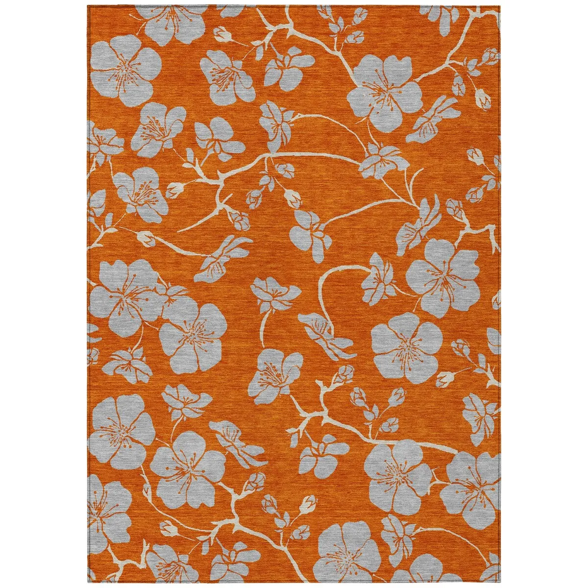Machine Washable Indoor/ Outdoor Floral Zen Chantille Rug