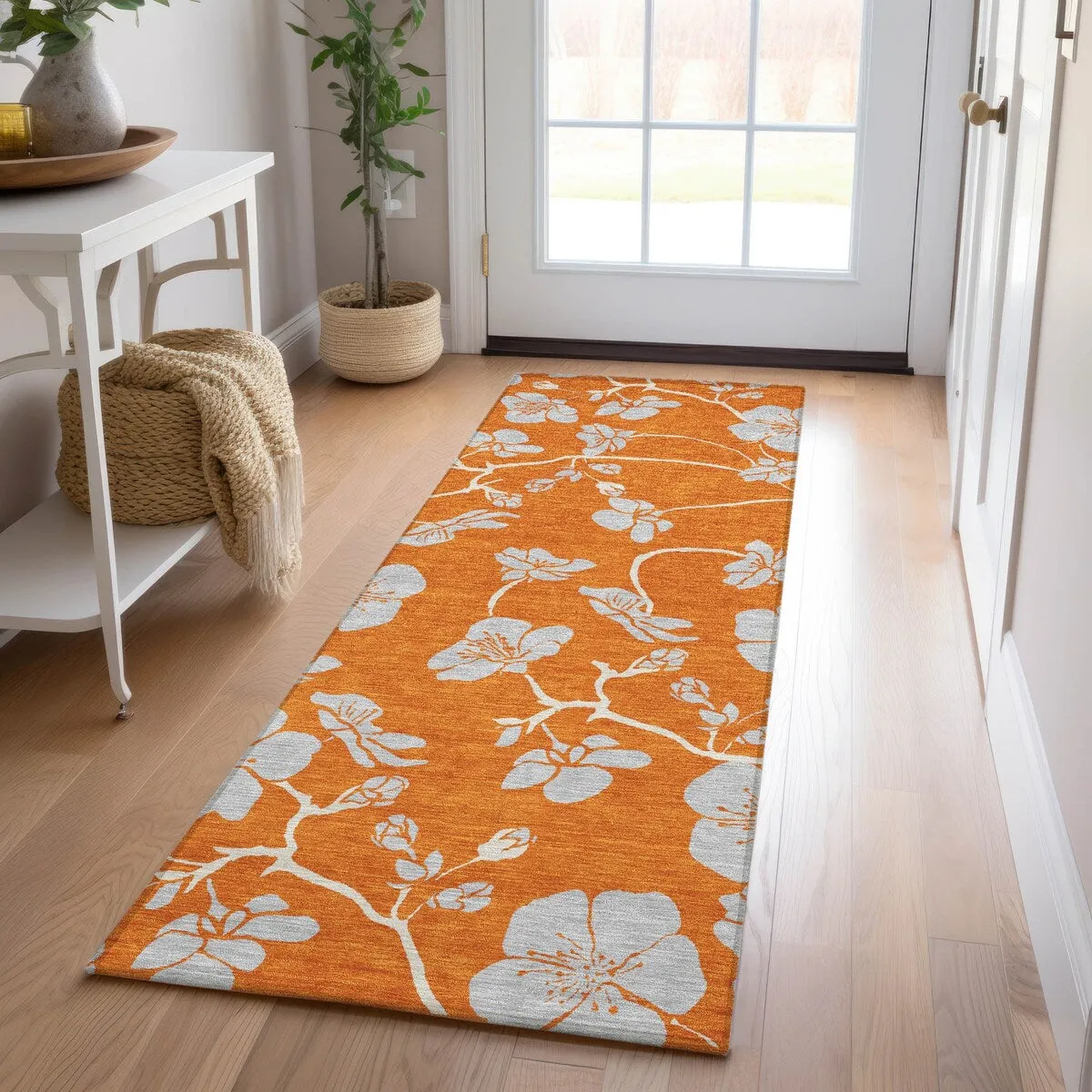 Machine Washable Indoor/ Outdoor Floral Zen Chantille Rug