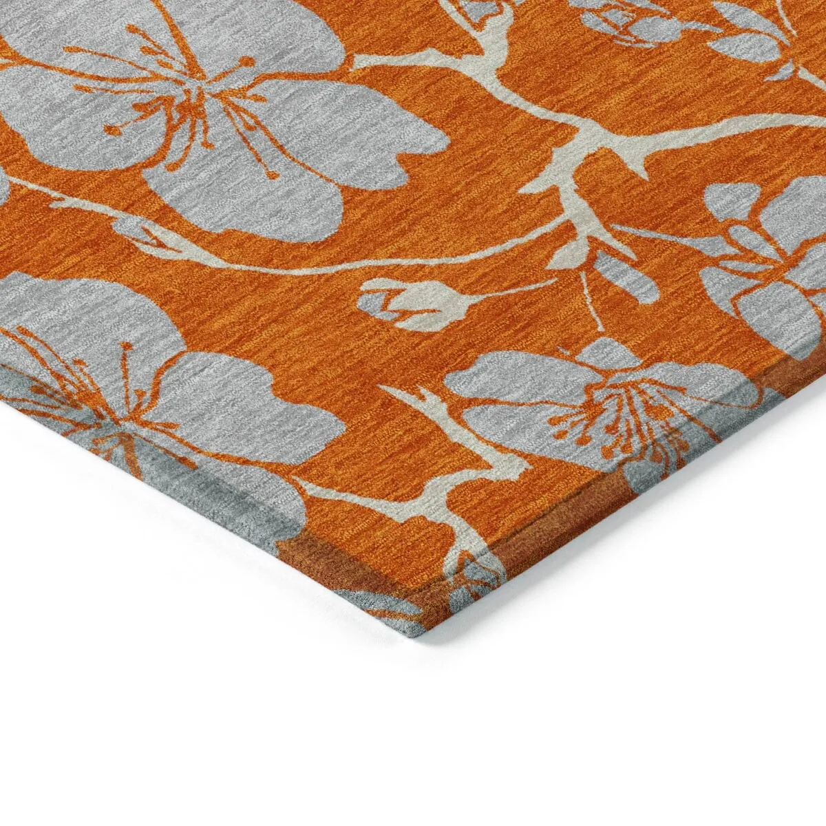 Machine Washable Indoor/ Outdoor Floral Zen Chantille Rug