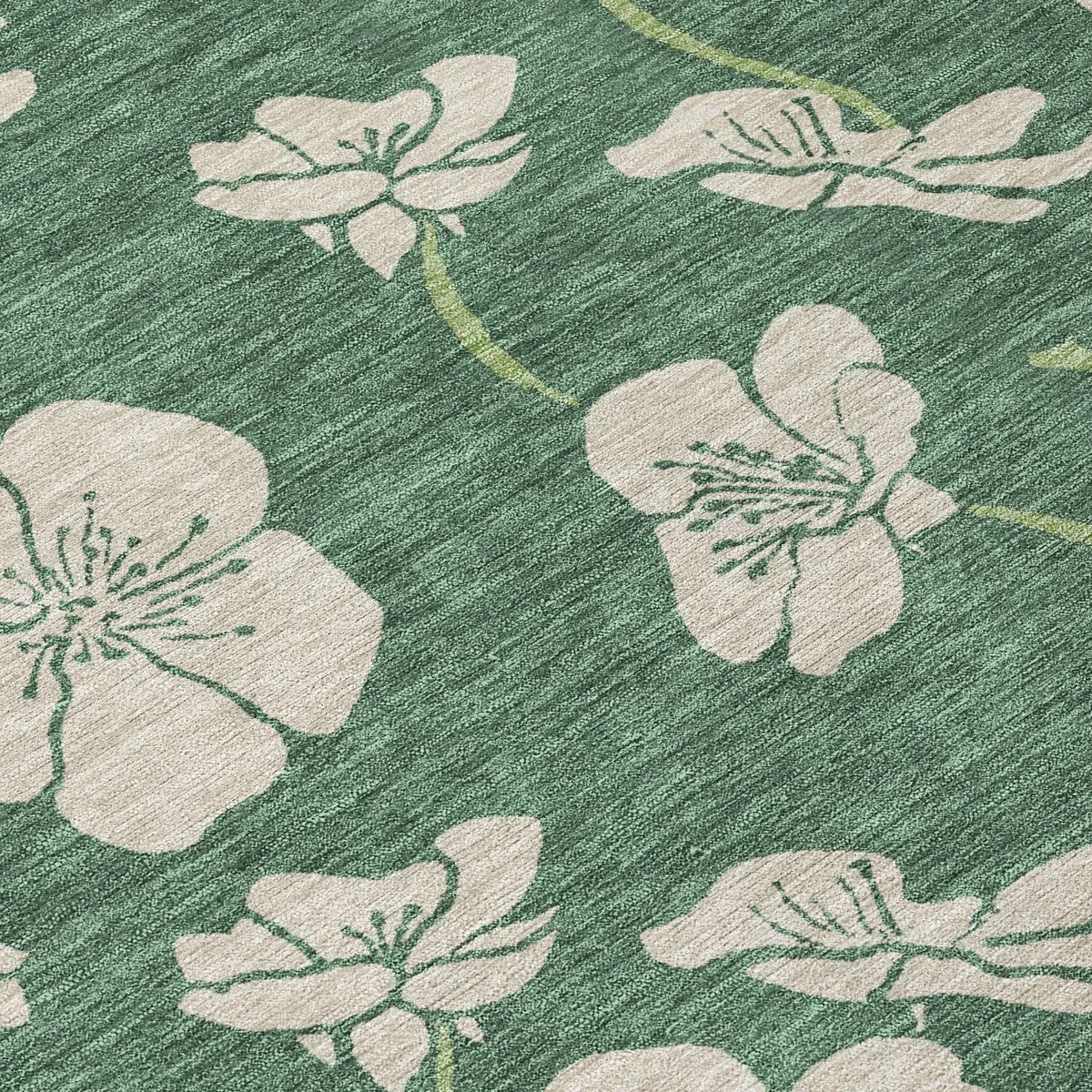 Machine Washable Indoor/ Outdoor Floral Zen Chantille Rug