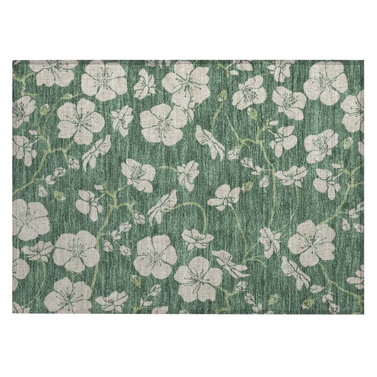 Machine Washable Indoor/ Outdoor Floral Zen Chantille Rug
