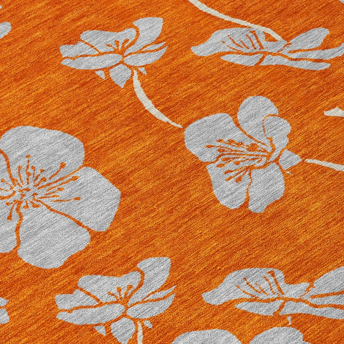Machine Washable Indoor/ Outdoor Floral Zen Chantille Rug