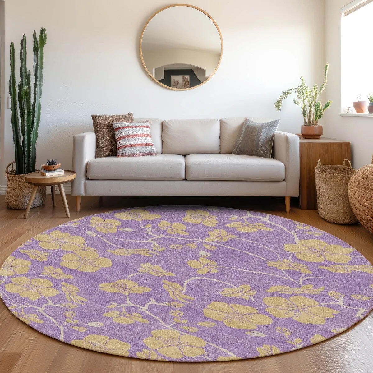 Machine Washable Indoor/ Outdoor Floral Zen Chantille Rug