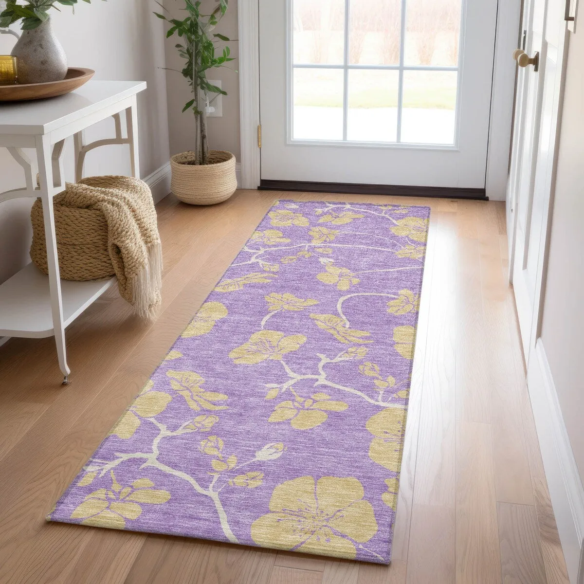 Machine Washable Indoor/ Outdoor Floral Zen Chantille Rug