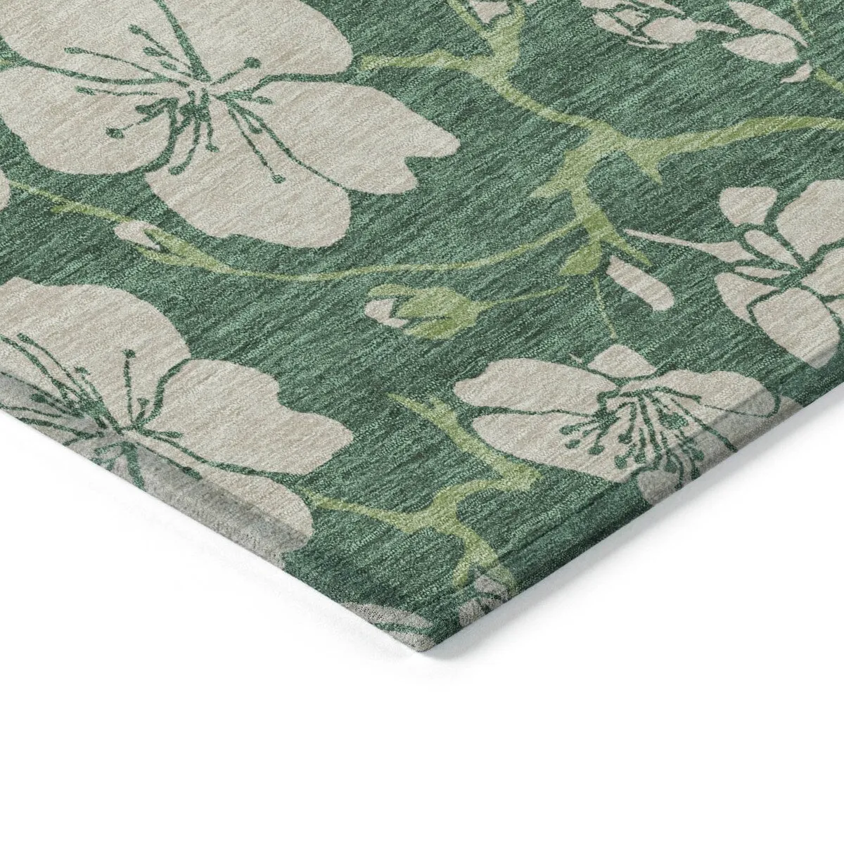 Machine Washable Indoor/ Outdoor Floral Zen Chantille Rug