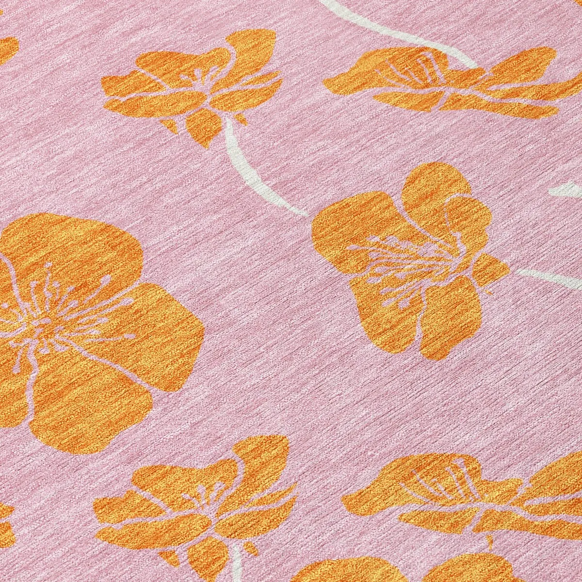 Machine Washable Indoor/ Outdoor Floral Zen Chantille Rug