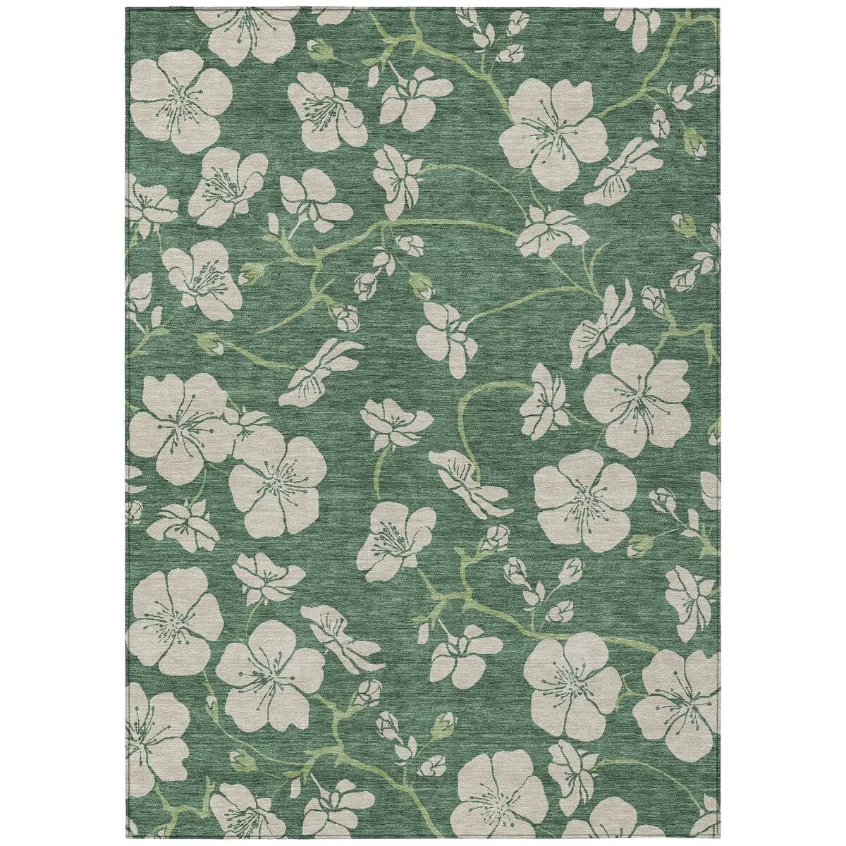 Machine Washable Indoor/ Outdoor Floral Zen Chantille Rug