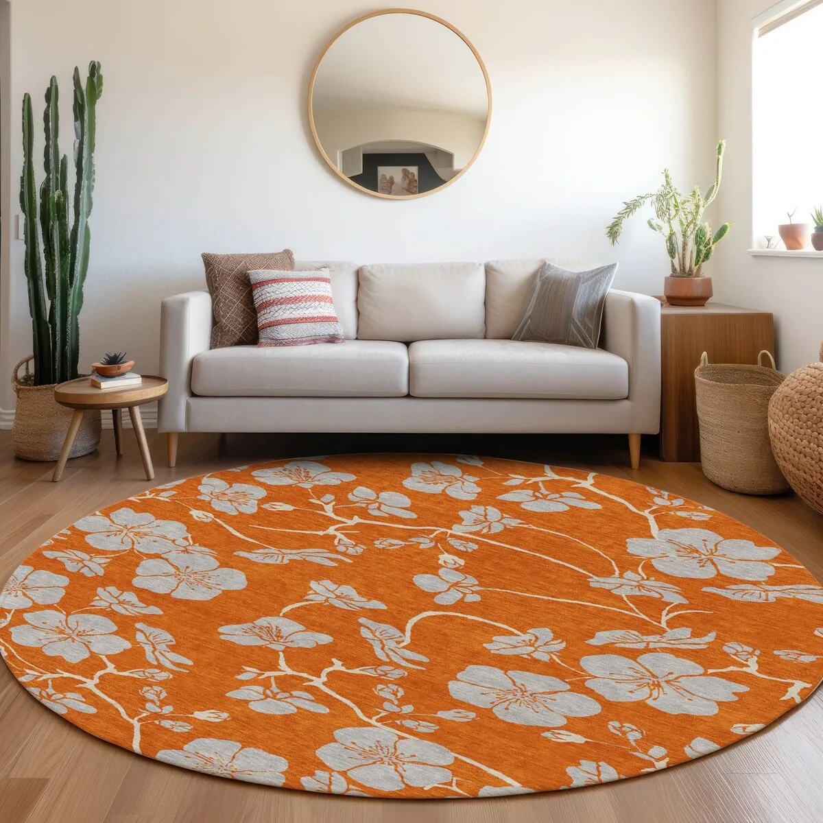 Machine Washable Indoor/ Outdoor Floral Zen Chantille Rug