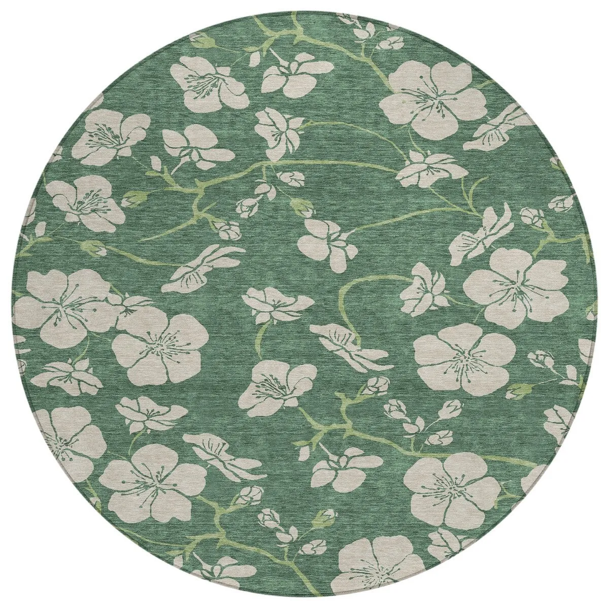 Machine Washable Indoor/ Outdoor Floral Zen Chantille Rug