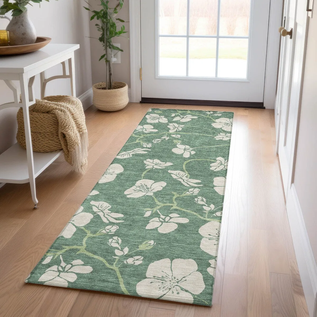 Machine Washable Indoor/ Outdoor Floral Zen Chantille Rug