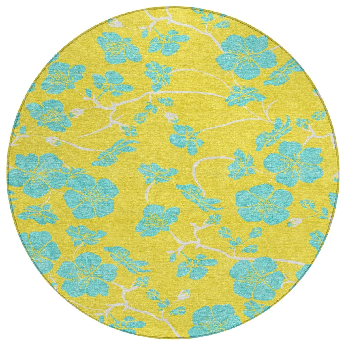 Machine Washable Indoor/ Outdoor Floral Zen Chantille Rug