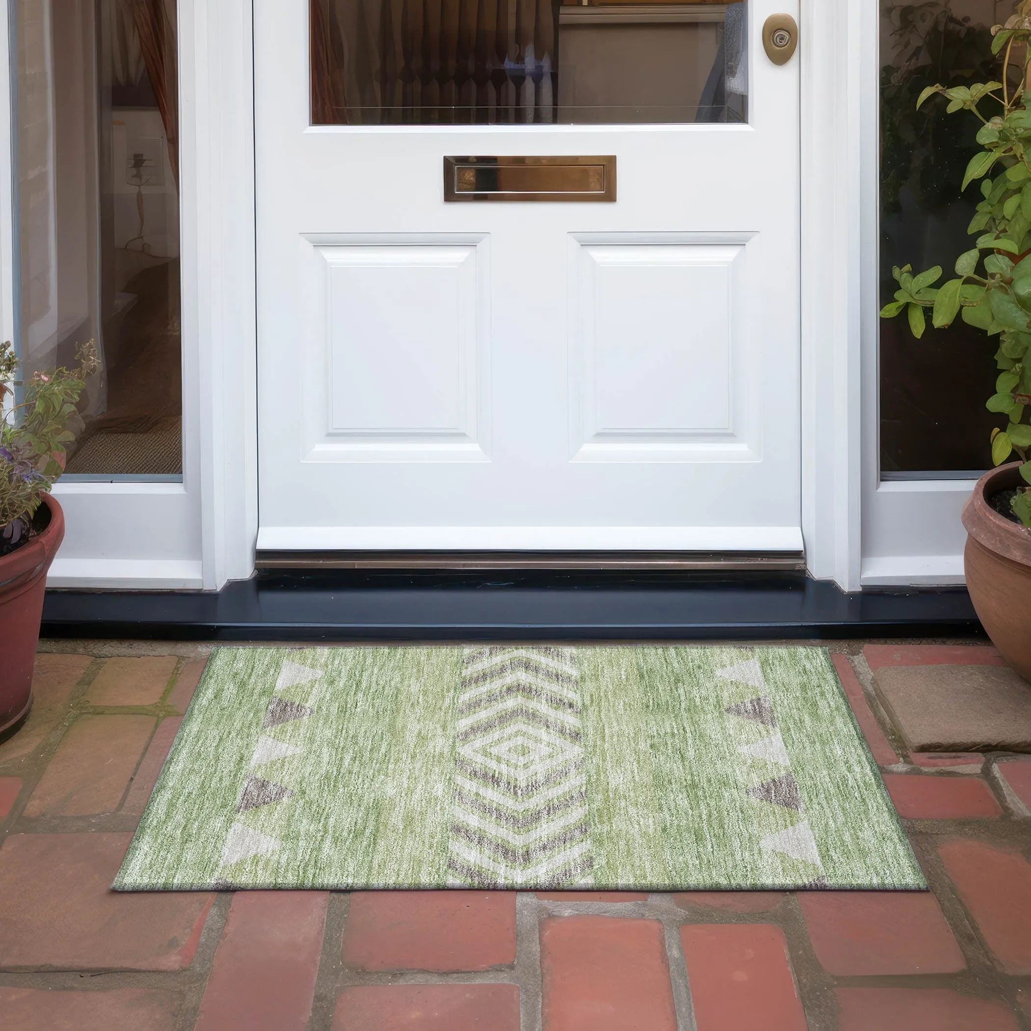 Machine Washable Indoor/ Outdoor Global Boho Chantille Rug