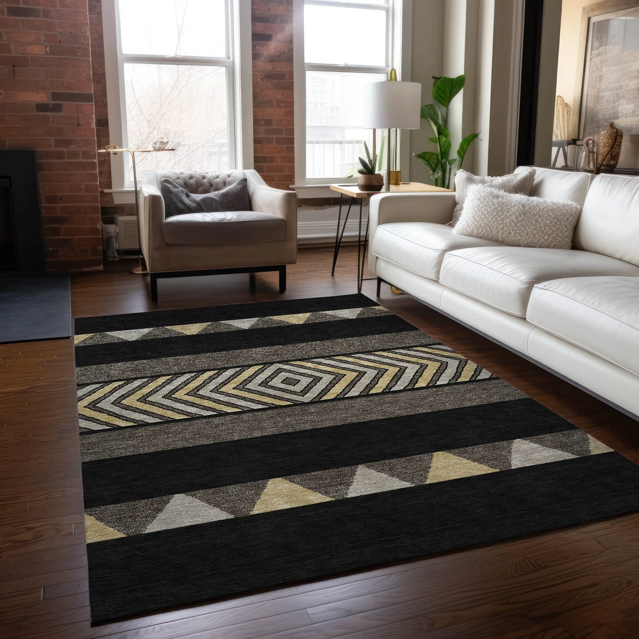 Machine Washable Indoor/ Outdoor Global Boho Chantille Rug