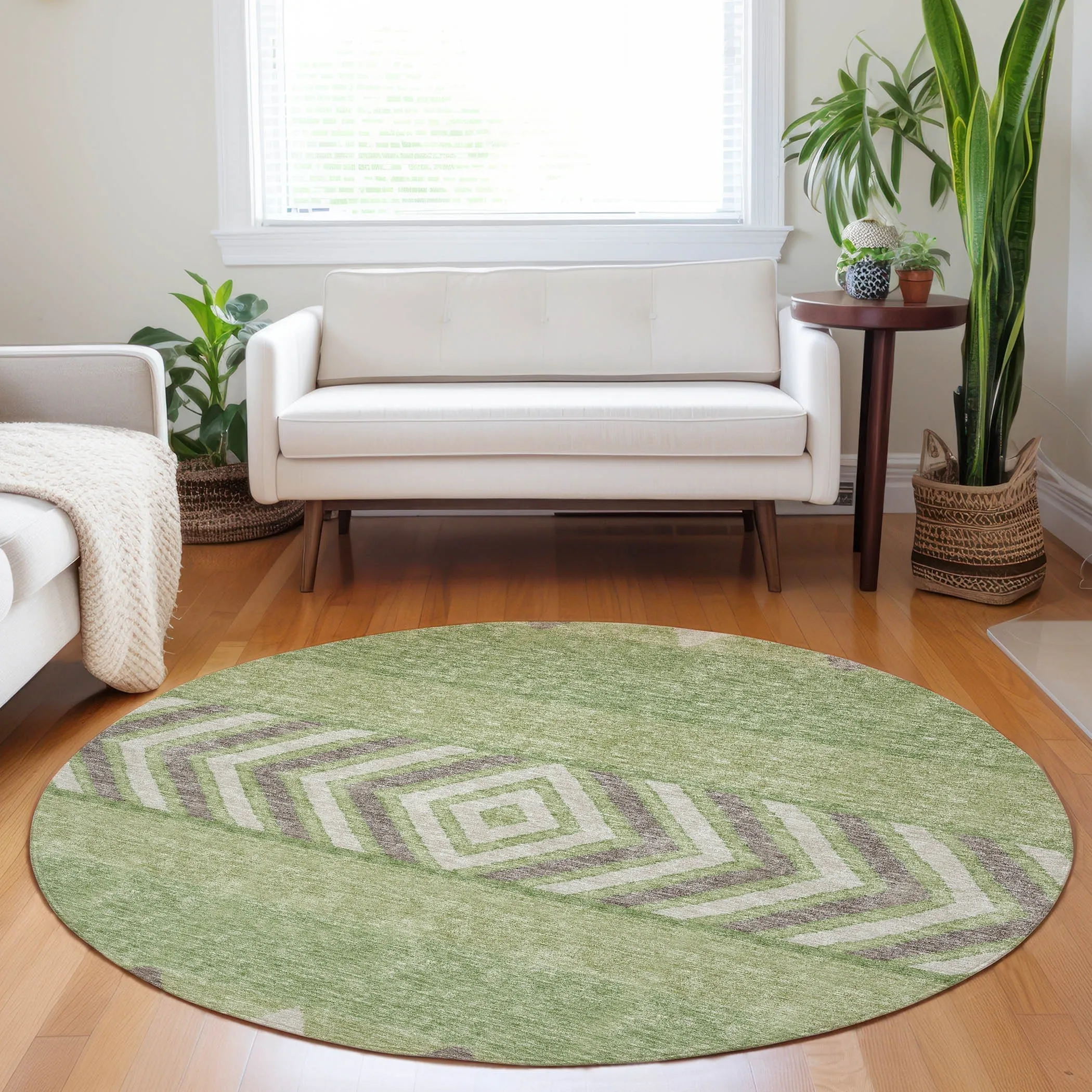 Machine Washable Indoor/ Outdoor Global Boho Chantille Rug