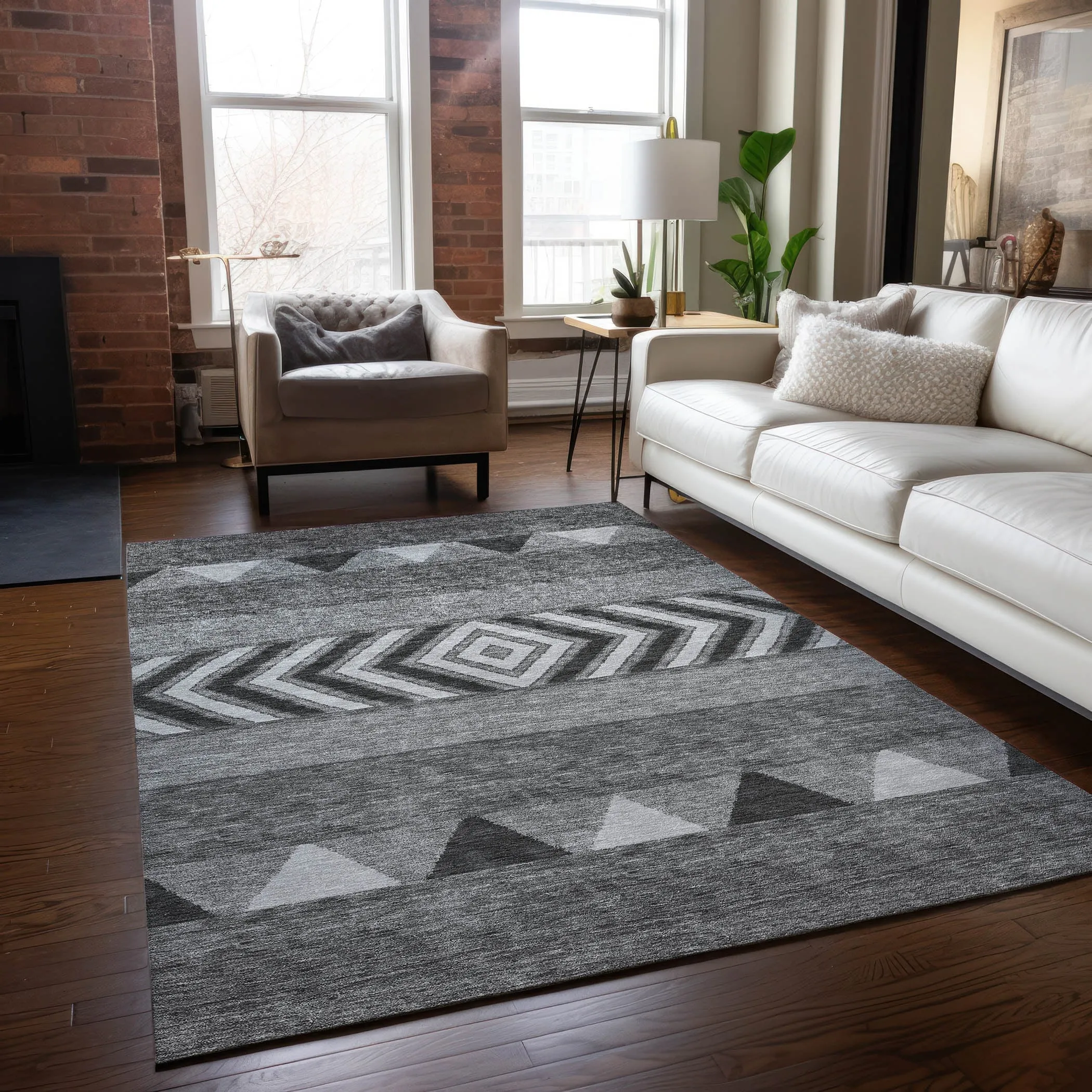 Machine Washable Indoor/ Outdoor Global Boho Chantille Rug