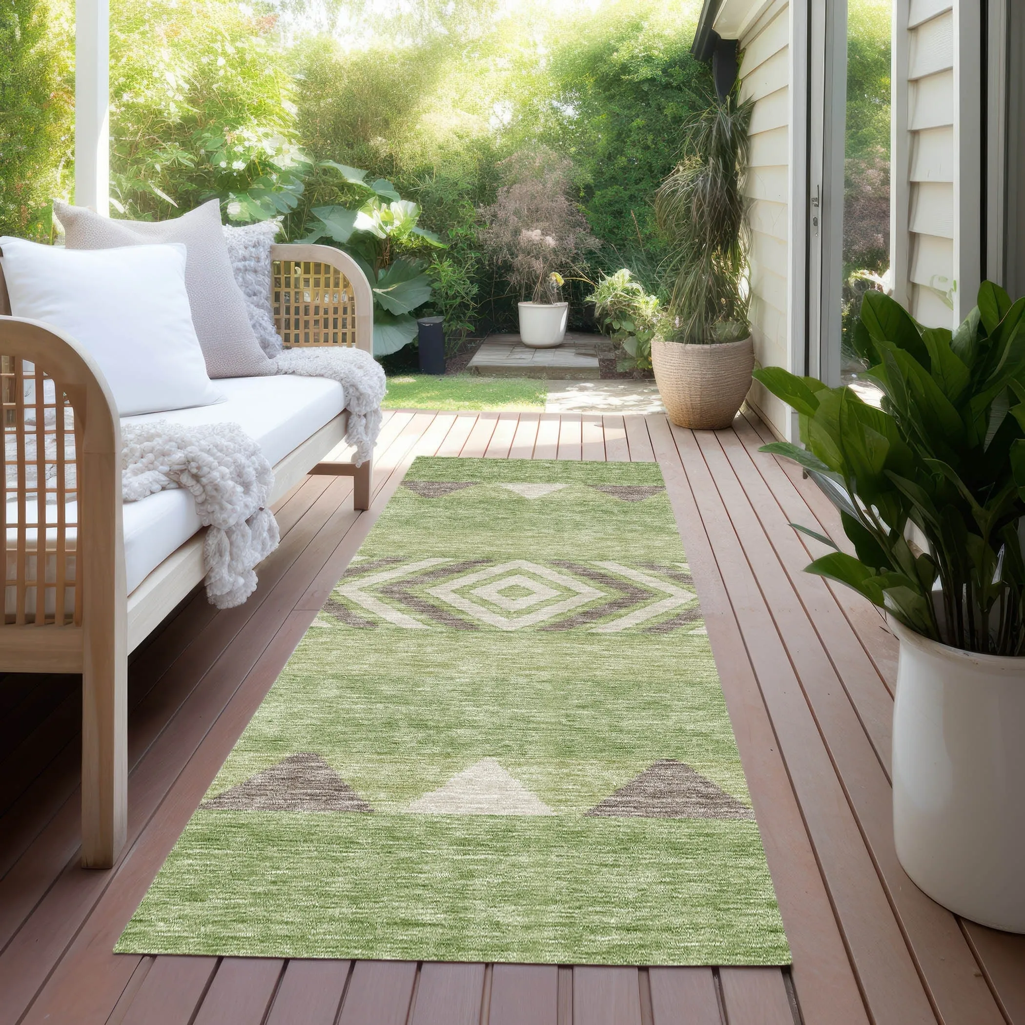 Machine Washable Indoor/ Outdoor Global Boho Chantille Rug