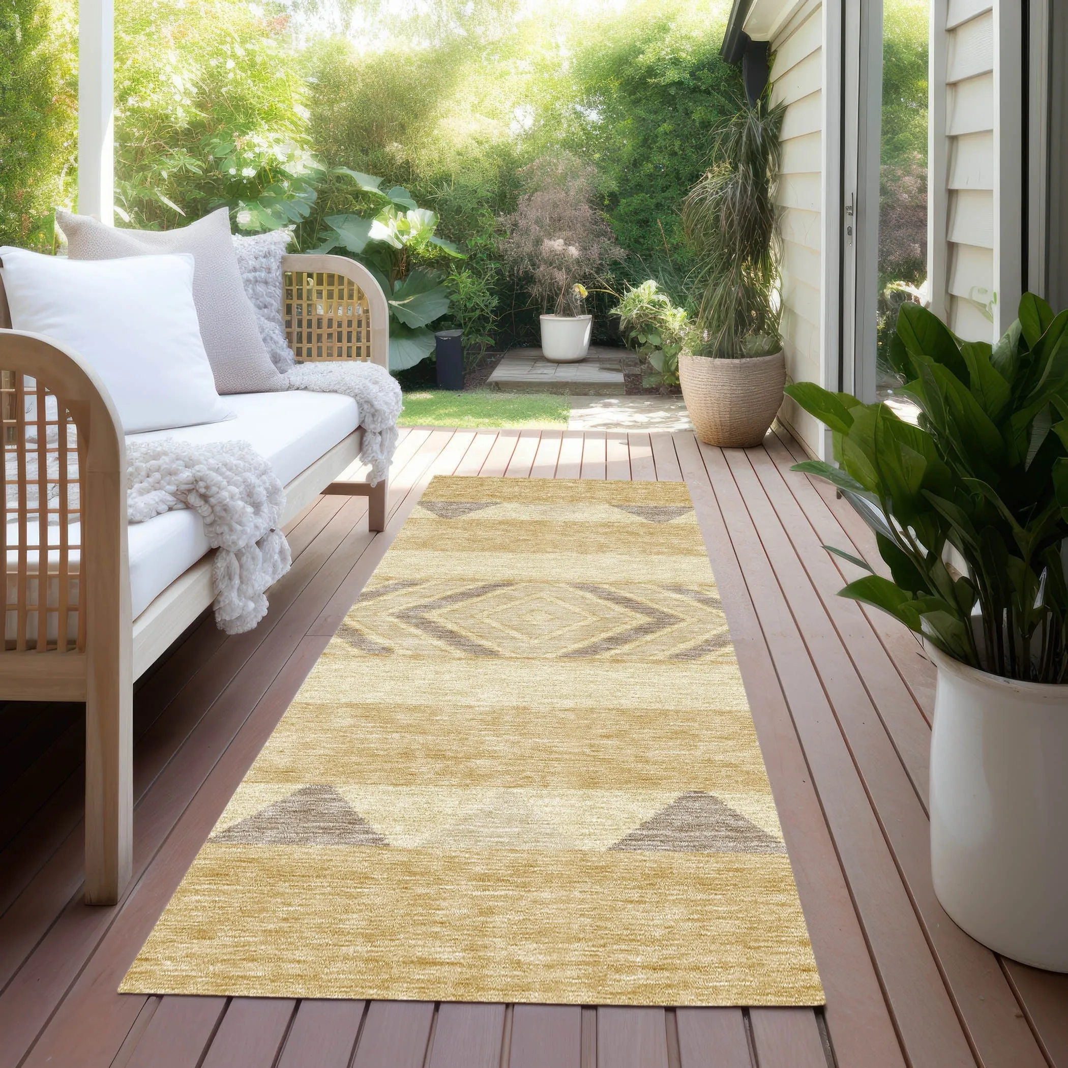 Machine Washable Indoor/ Outdoor Global Boho Chantille Rug