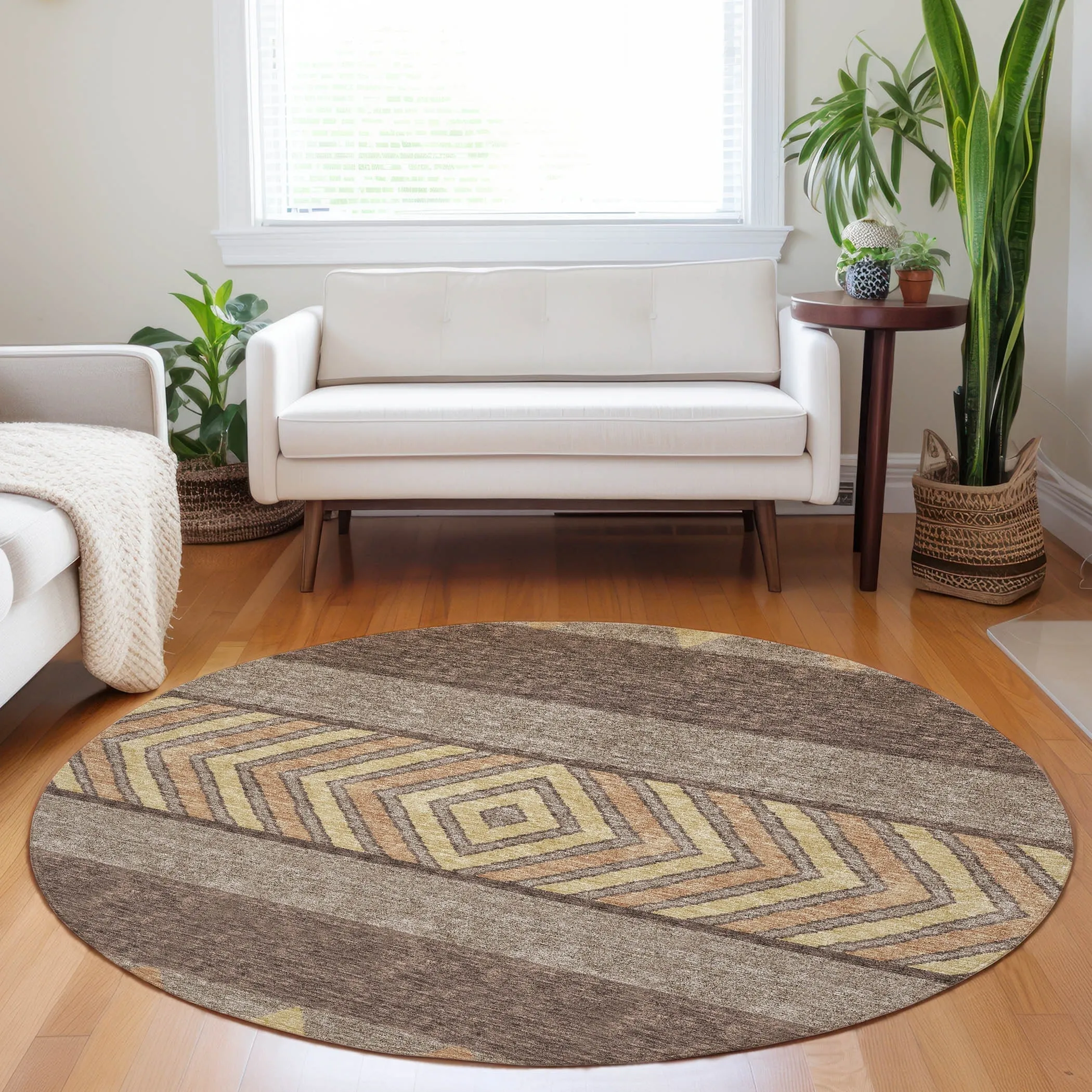 Machine Washable Indoor/ Outdoor Global Boho Chantille Rug