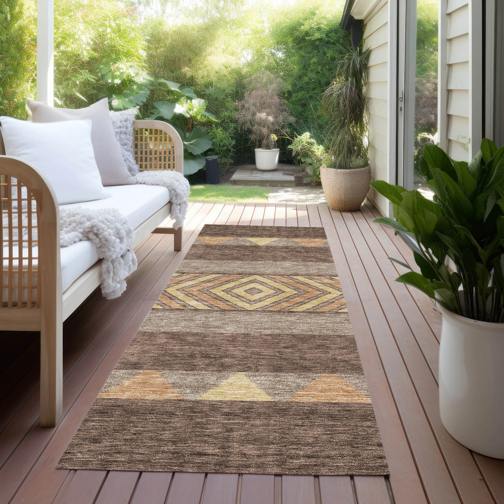 Machine Washable Indoor/ Outdoor Global Boho Chantille Rug