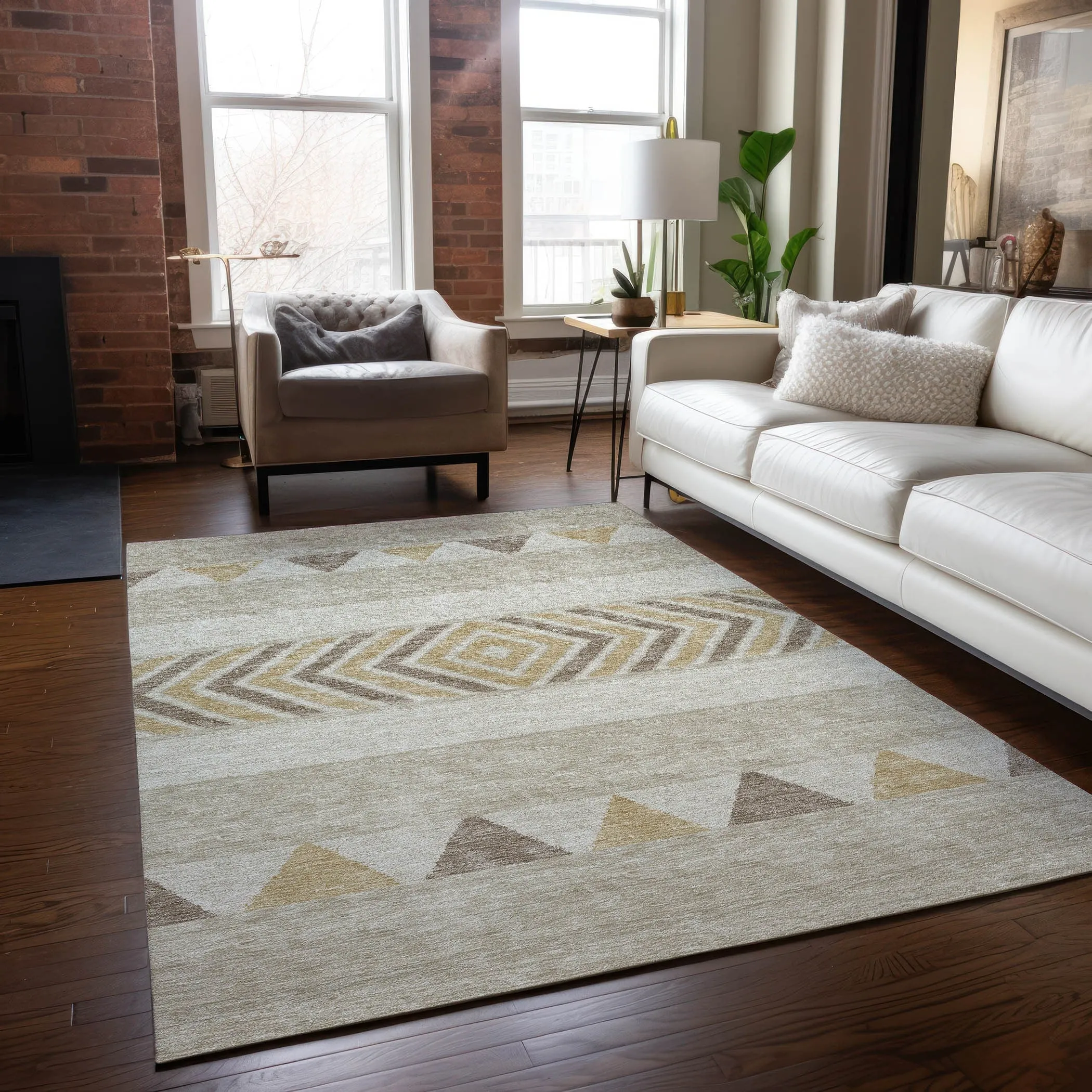 Machine Washable Indoor/ Outdoor Global Boho Chantille Rug