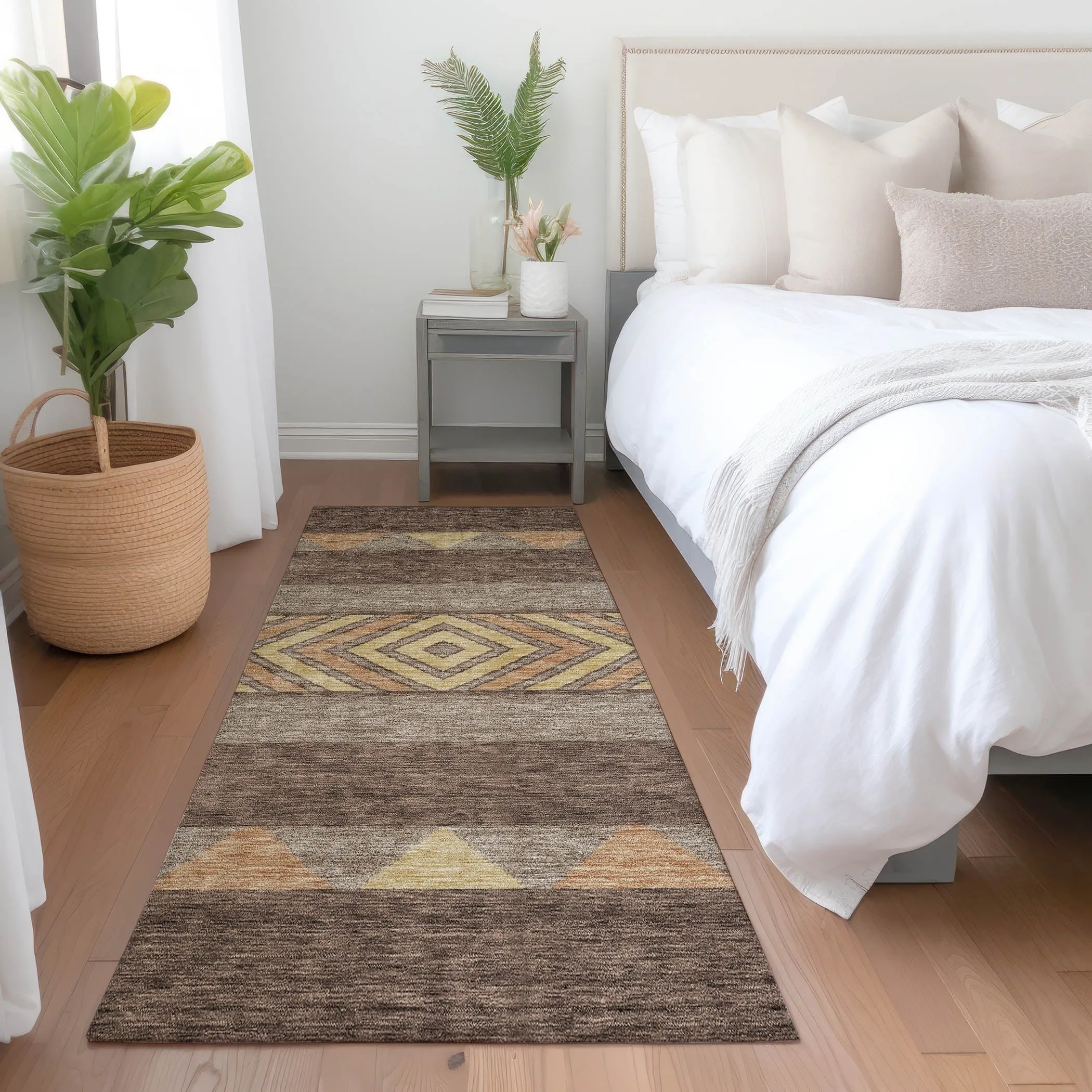 Machine Washable Indoor/ Outdoor Global Boho Chantille Rug