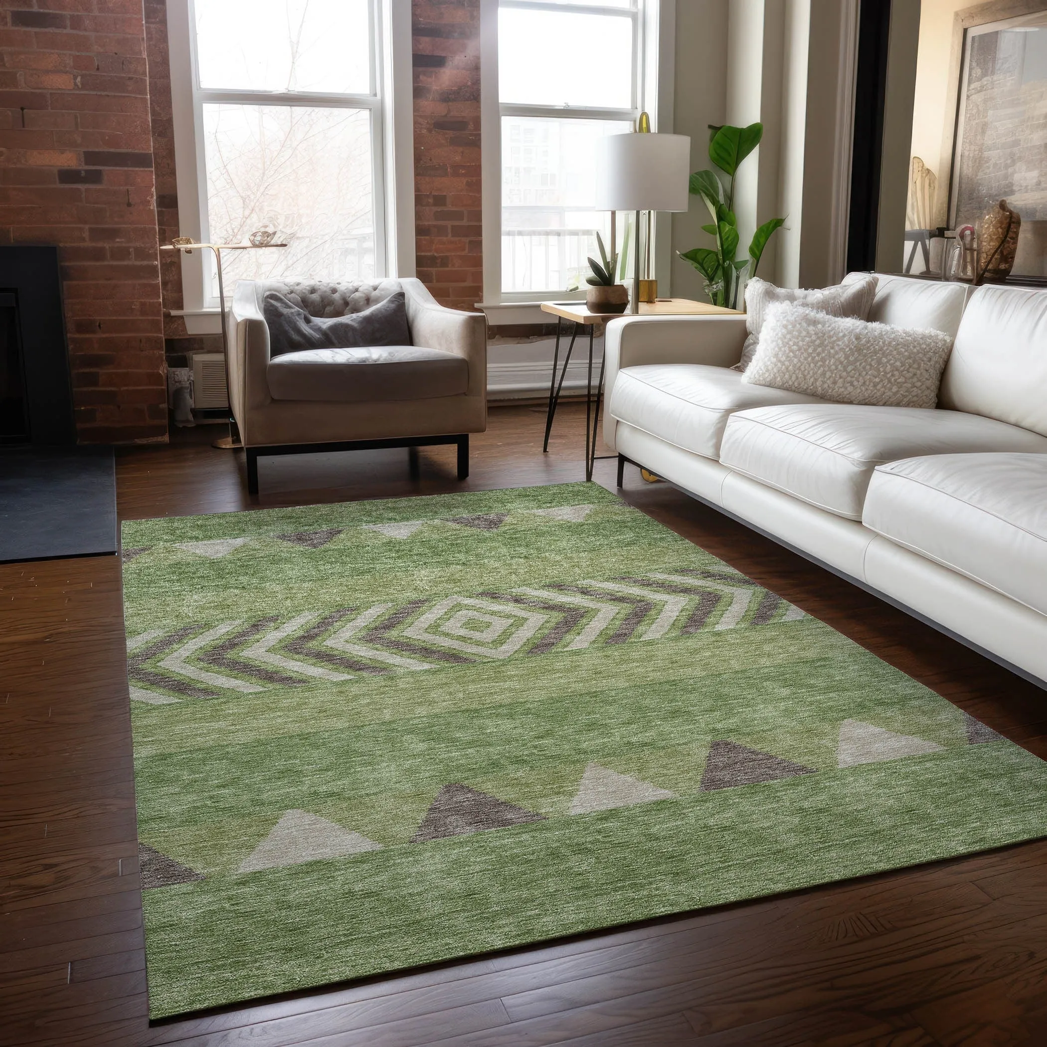 Machine Washable Indoor/ Outdoor Global Boho Chantille Rug