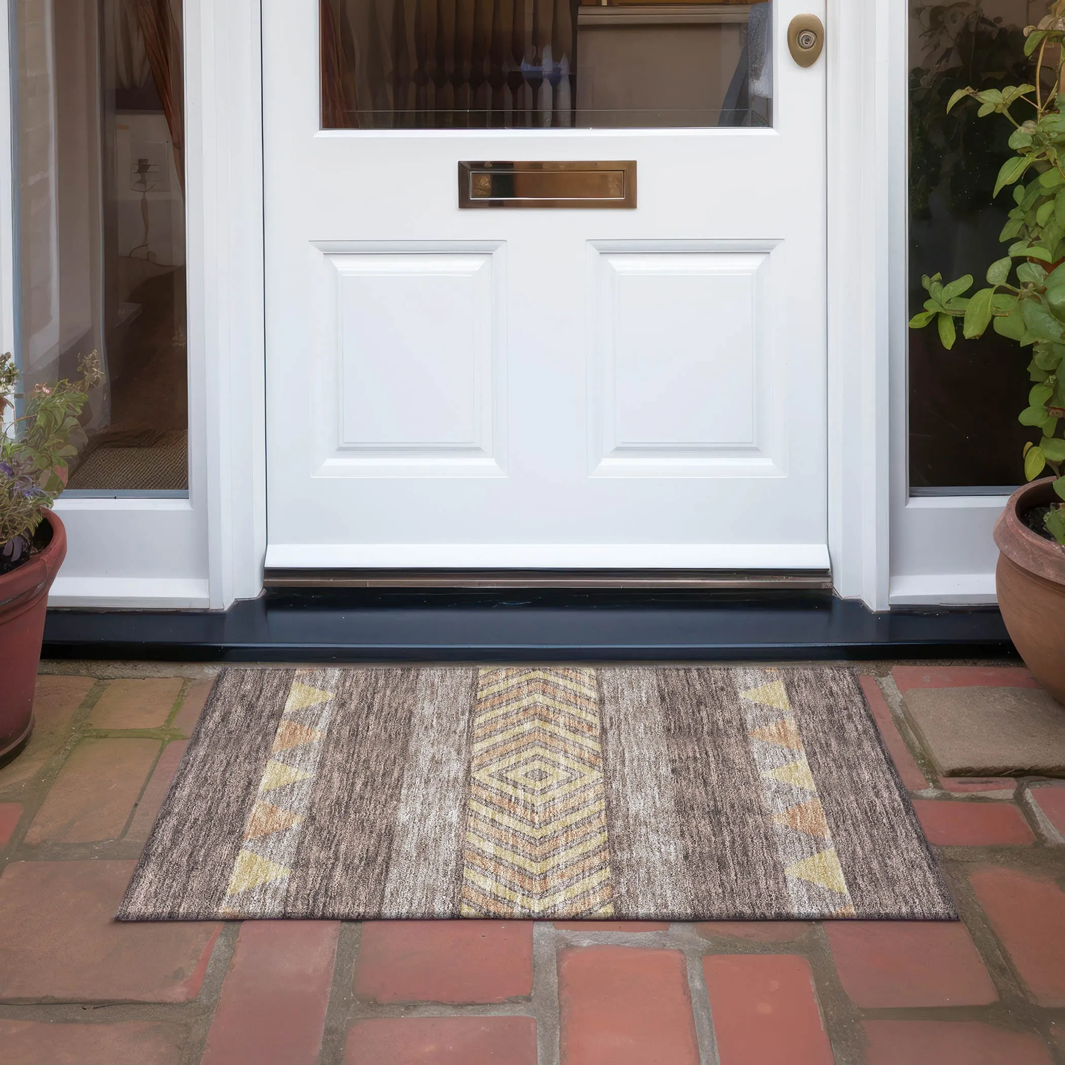 Machine Washable Indoor/ Outdoor Global Boho Chantille Rug