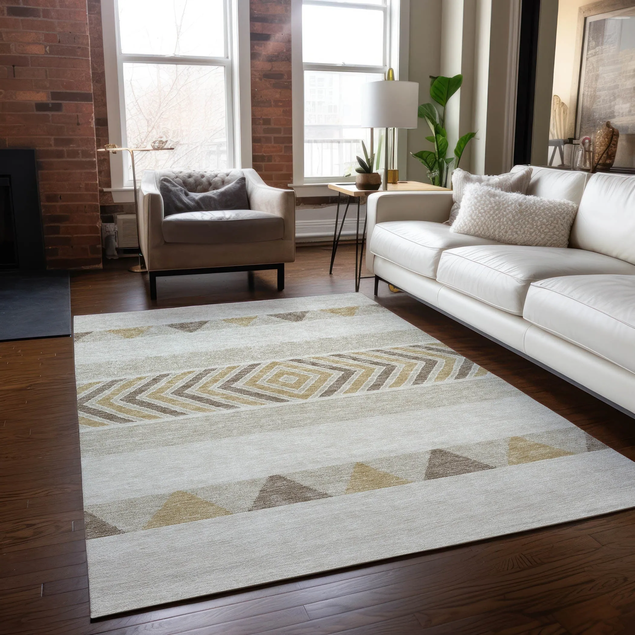 Machine Washable Indoor/ Outdoor Global Boho Chantille Rug