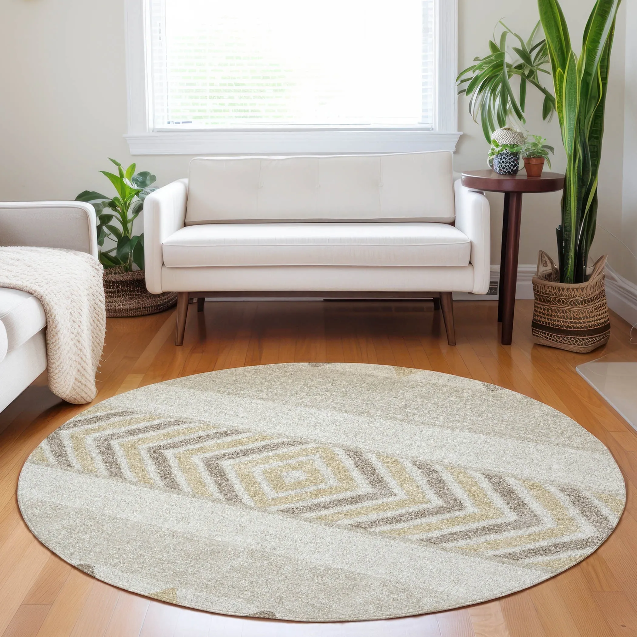 Machine Washable Indoor/ Outdoor Global Boho Chantille Rug