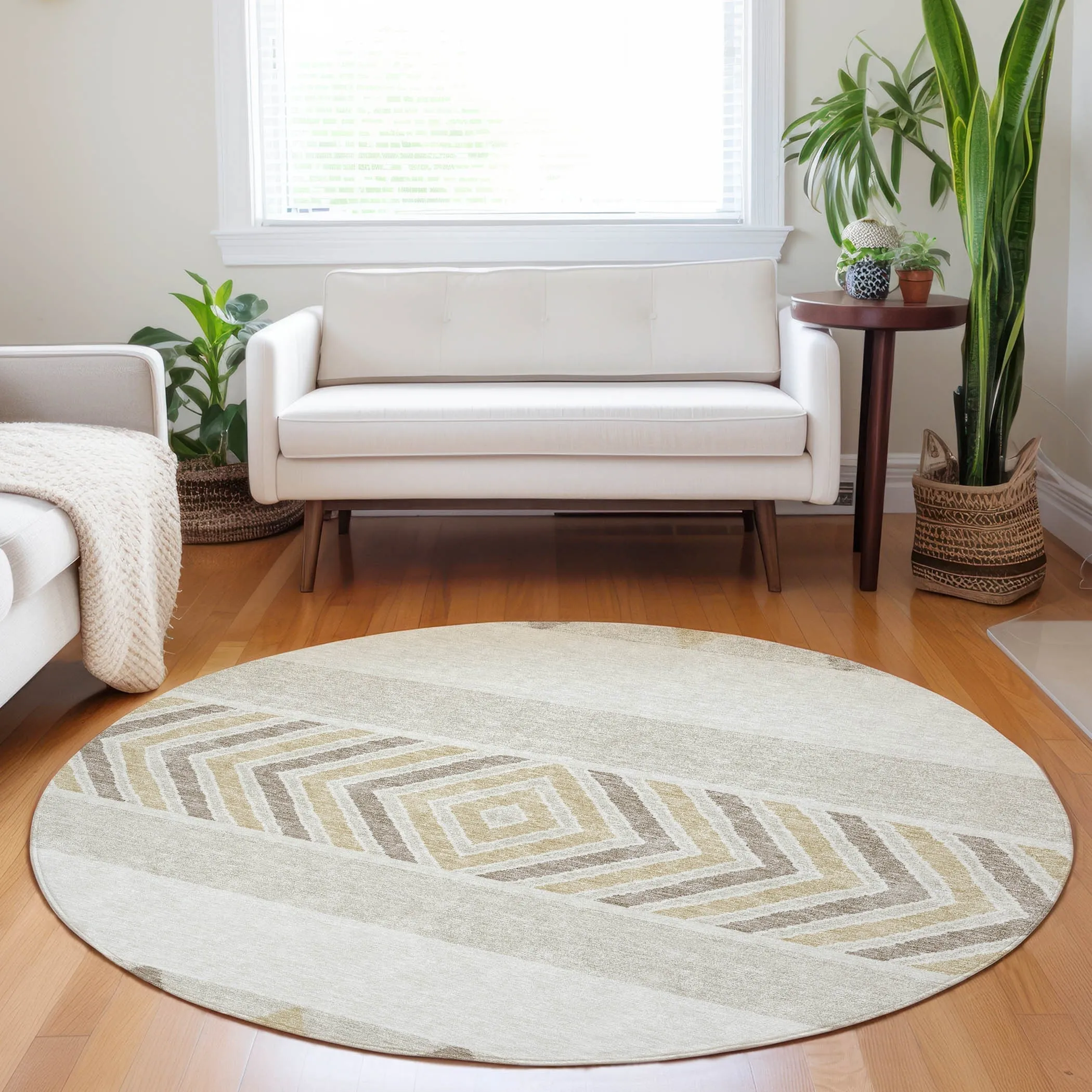 Machine Washable Indoor/ Outdoor Global Boho Chantille Rug