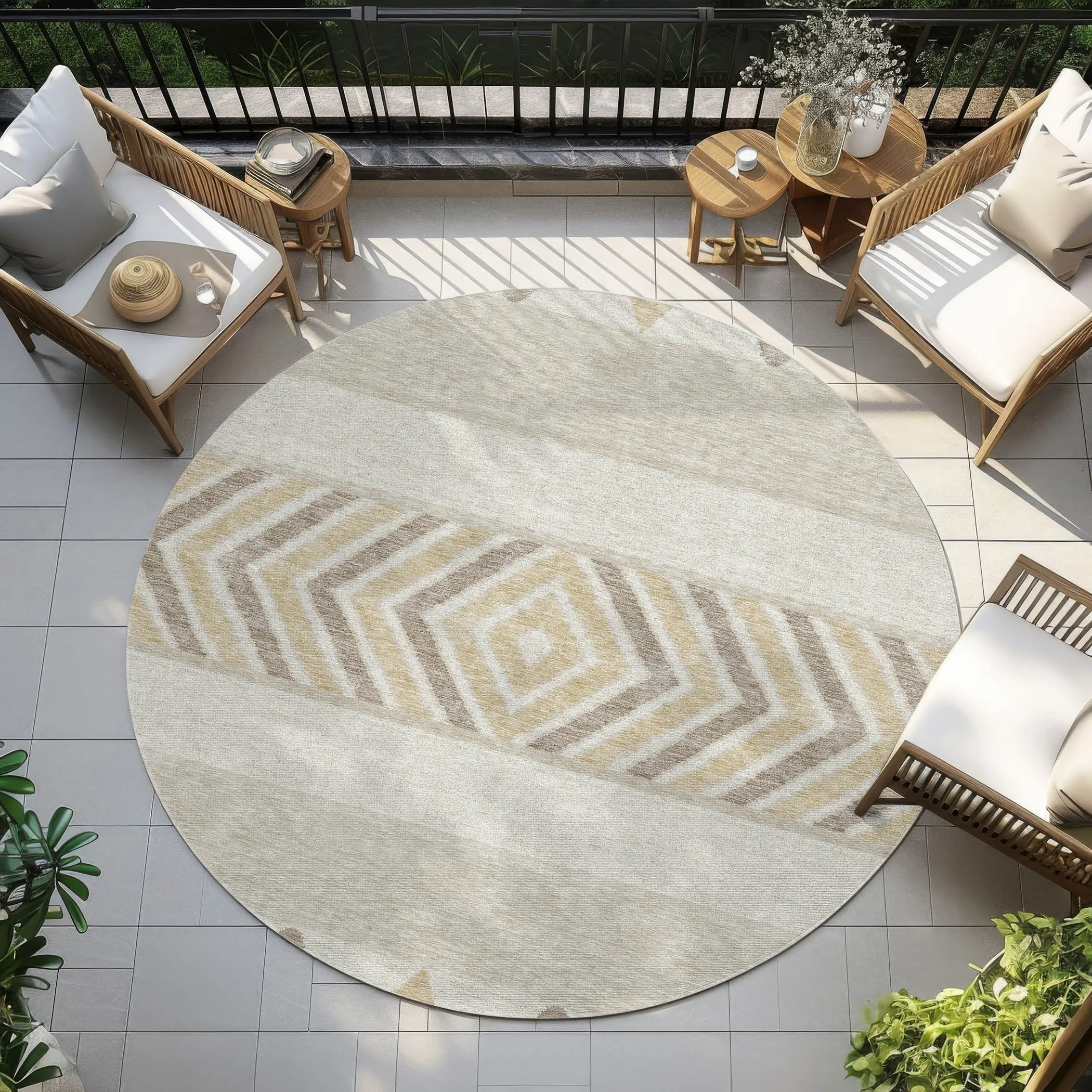 Machine Washable Indoor/ Outdoor Global Boho Chantille Rug