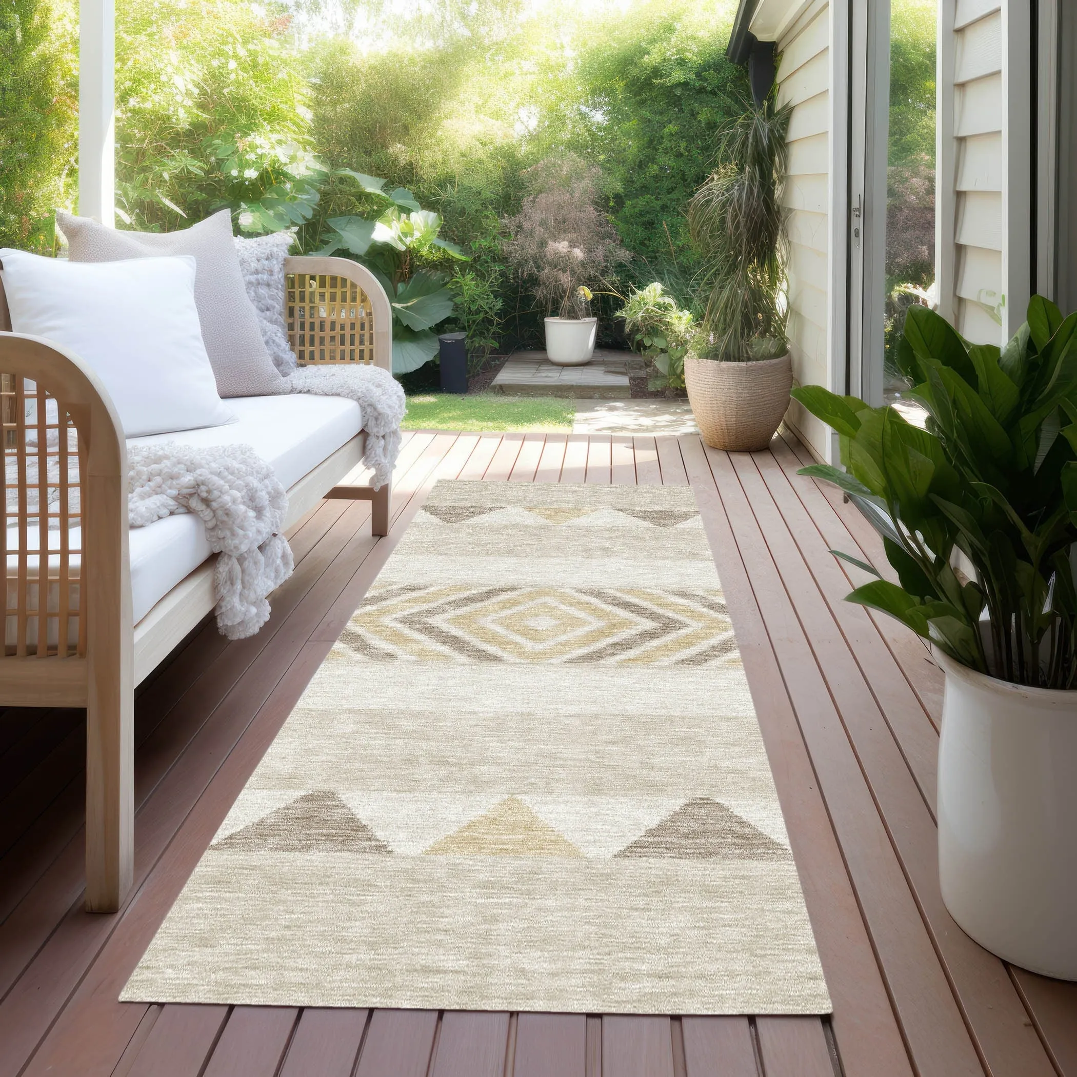 Machine Washable Indoor/ Outdoor Global Boho Chantille Rug